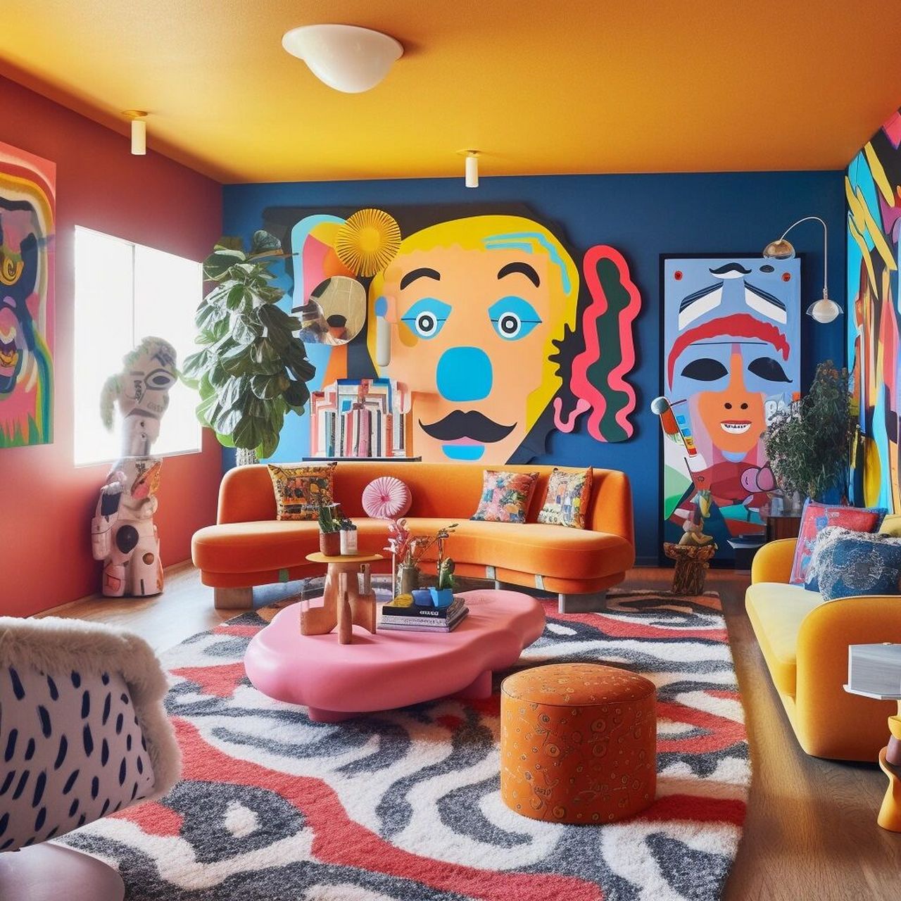 室内设计|midjourney孟菲斯客厅 用midjourney生产的孟菲斯风格客厅