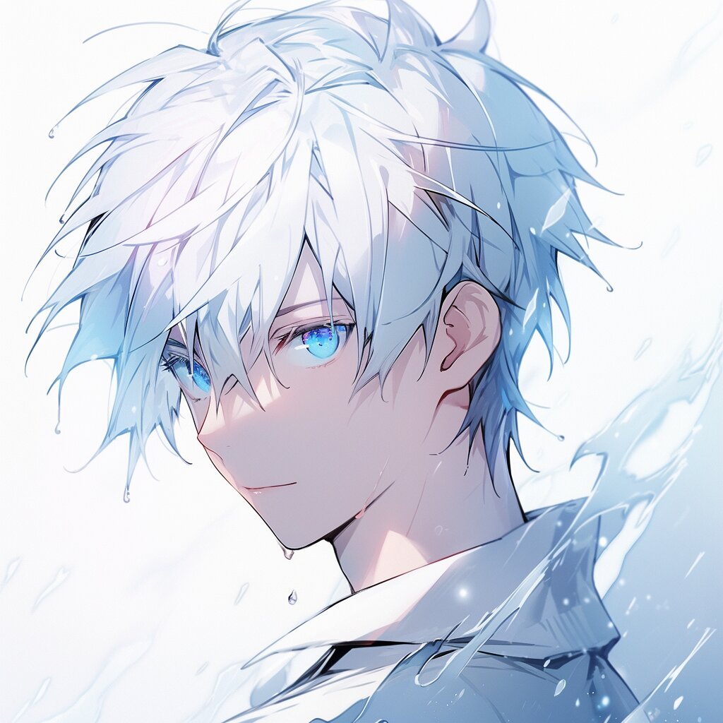 氛围感男生头像丨蓝色系 96关键词:a boy, cartoon, blue to