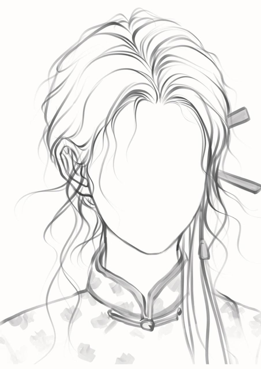 一组古风女生发型线稿练习合集~ 来自小王老师78(有课哦 的一组女生