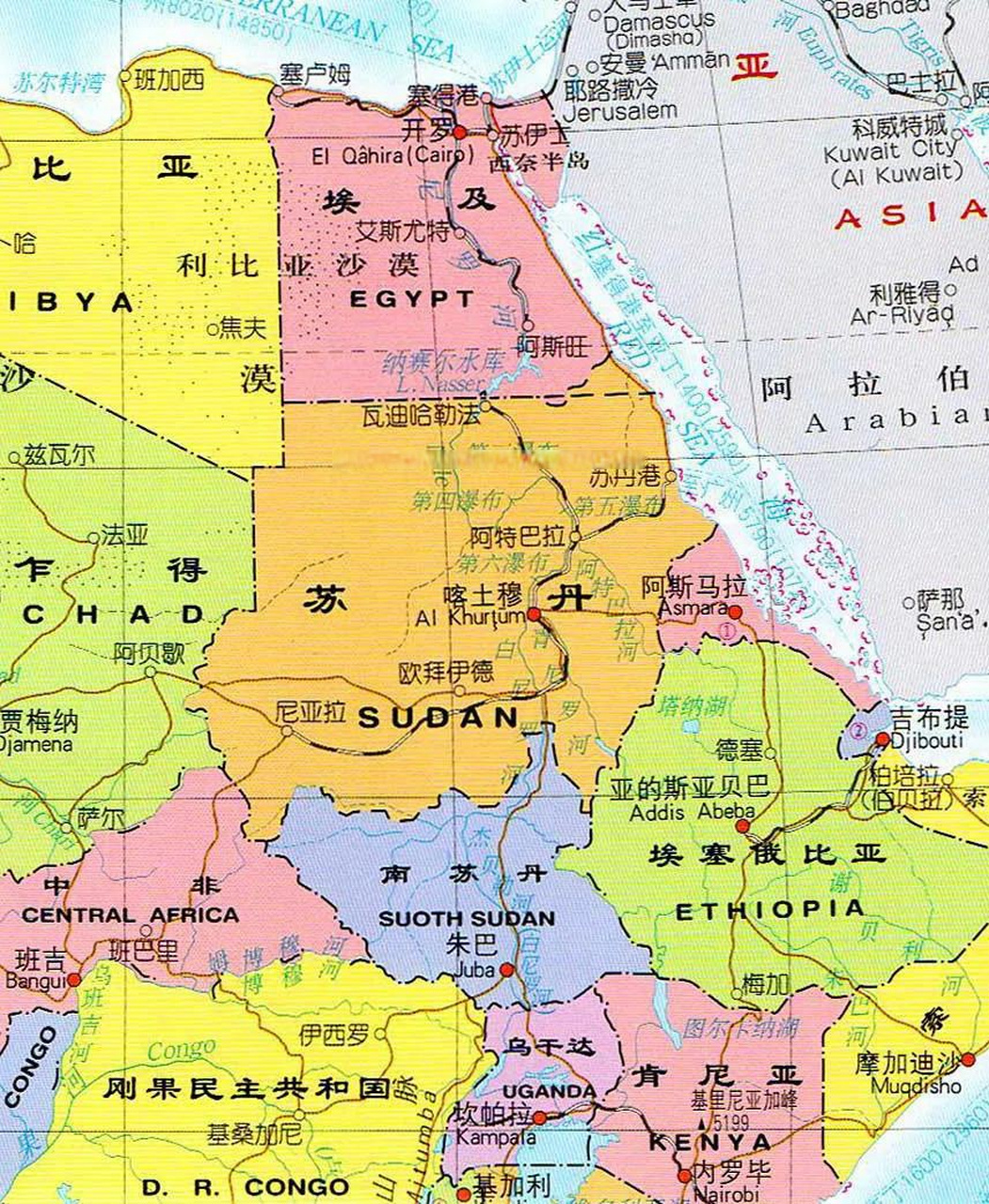 东非地图高清版大图片图片
