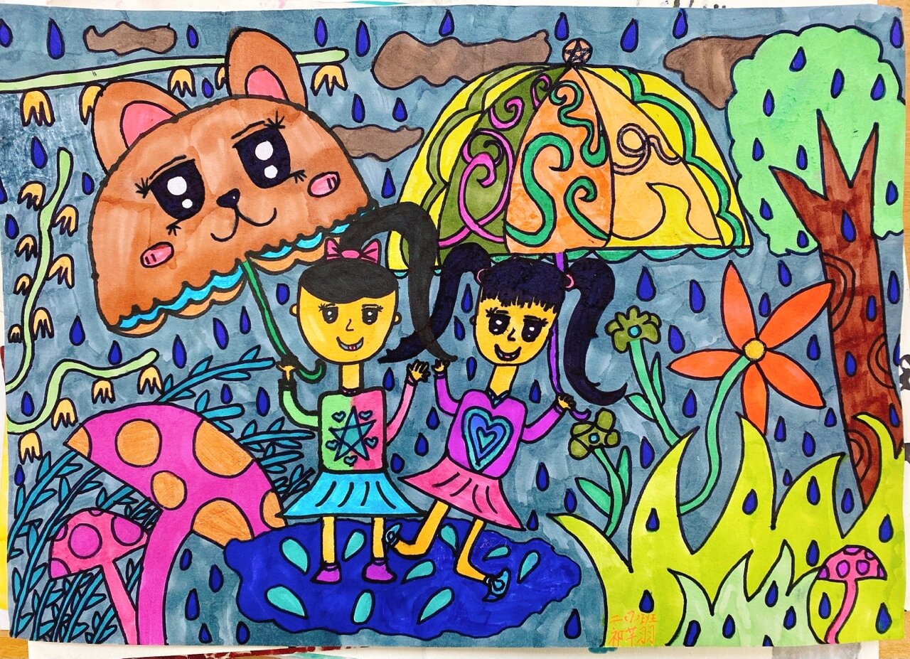 二年级美术丨上册丨《下雨了》学生作业