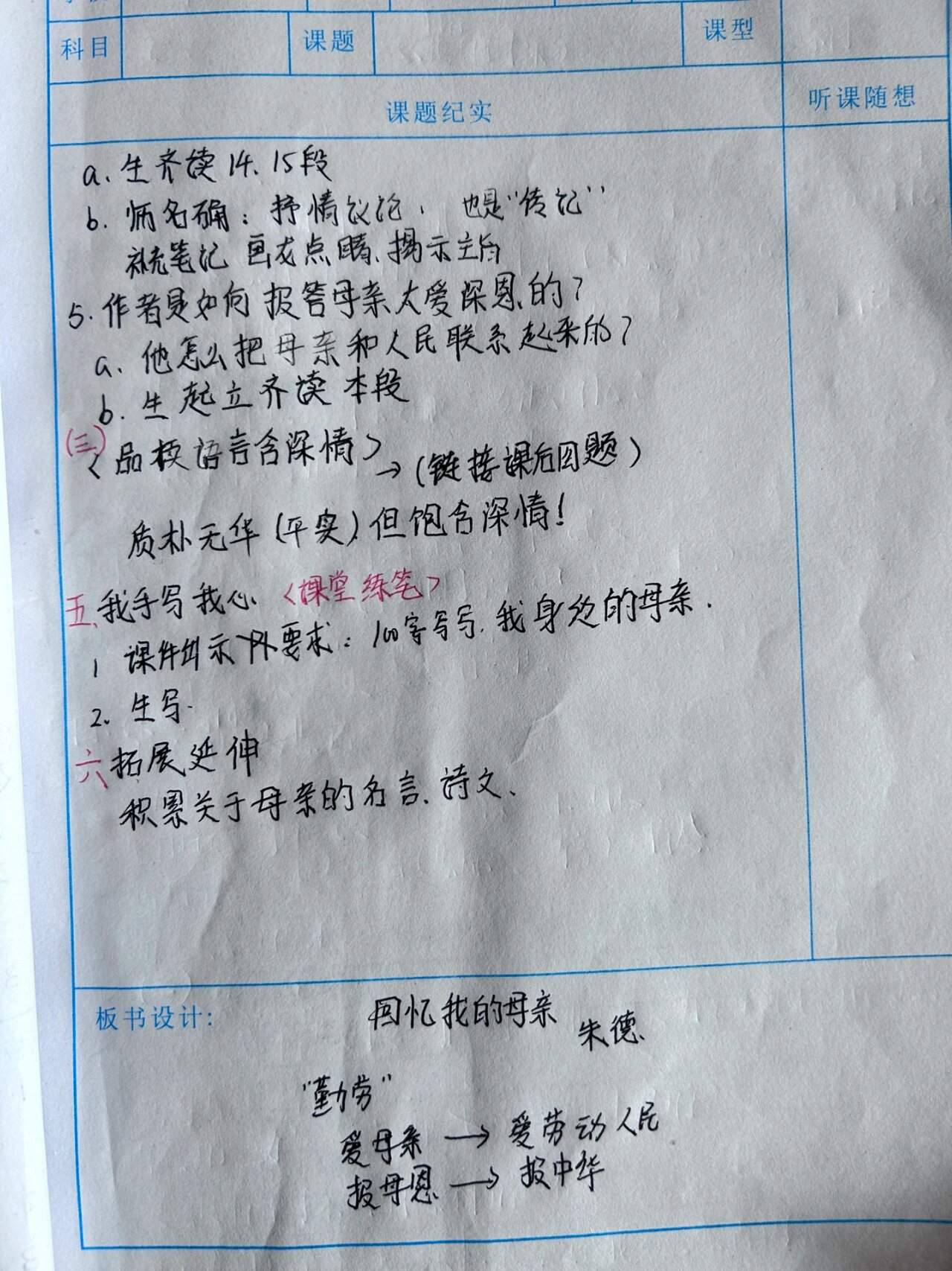 《回忆我的母亲》笔记图片