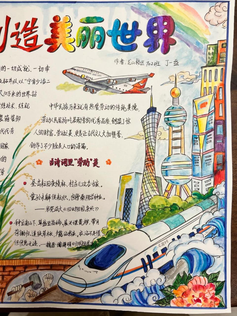 "劳动创造美丽世界"手抄小报 参考了一位朋友部分图画
