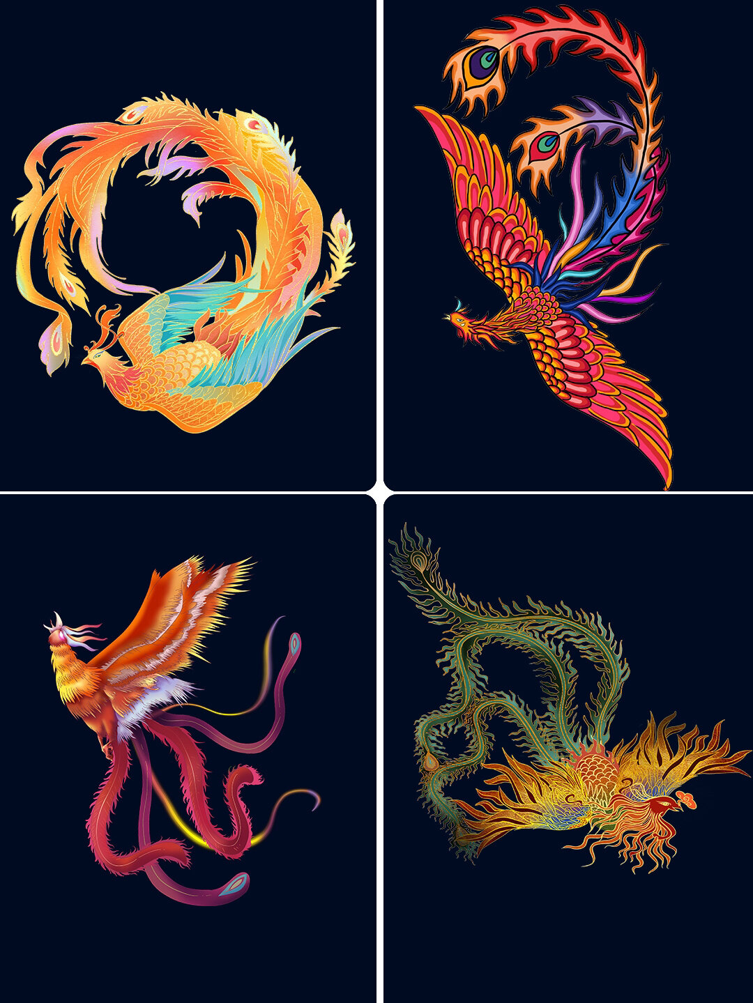 国潮中国风凤凰97卡通形象插画97png免扣