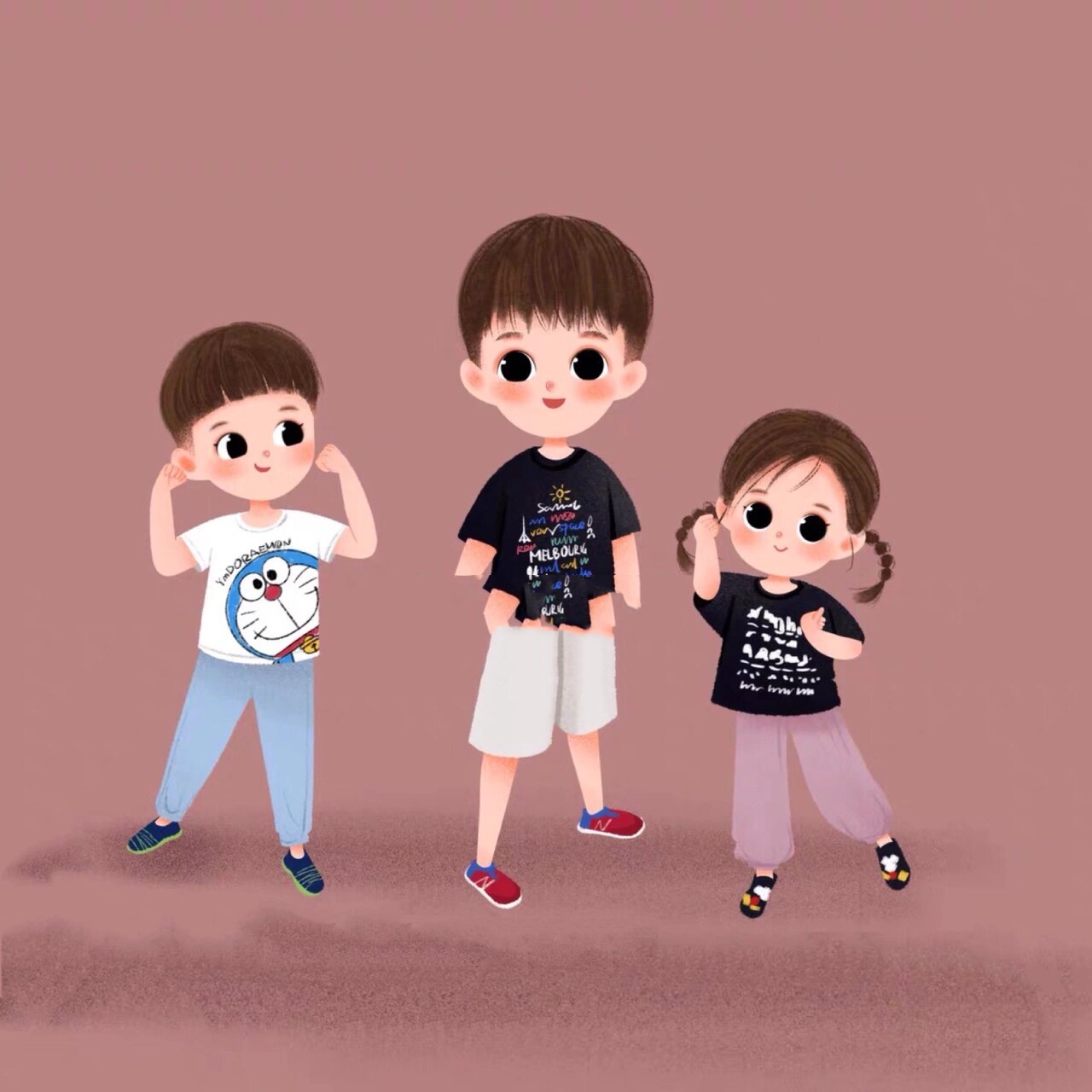 原创手绘|兄弟|兄妹|头像 生二胎三胎不是因为我有时间有90 而是有