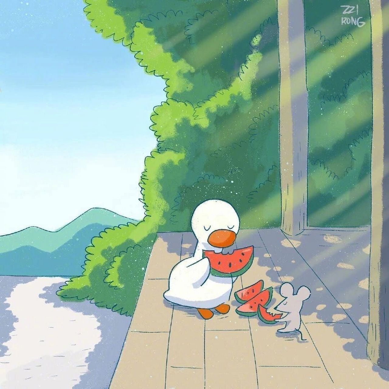 鸭子背景图 好在湘江水, 可惜洞庭春, 爱此不能语. 08画家:zzirong