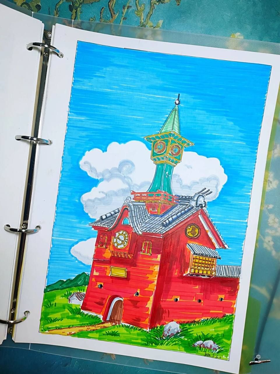 马克笔教程# #宫崎骏动漫# #风景画# #宫崎骏# #马克笔原创绘画