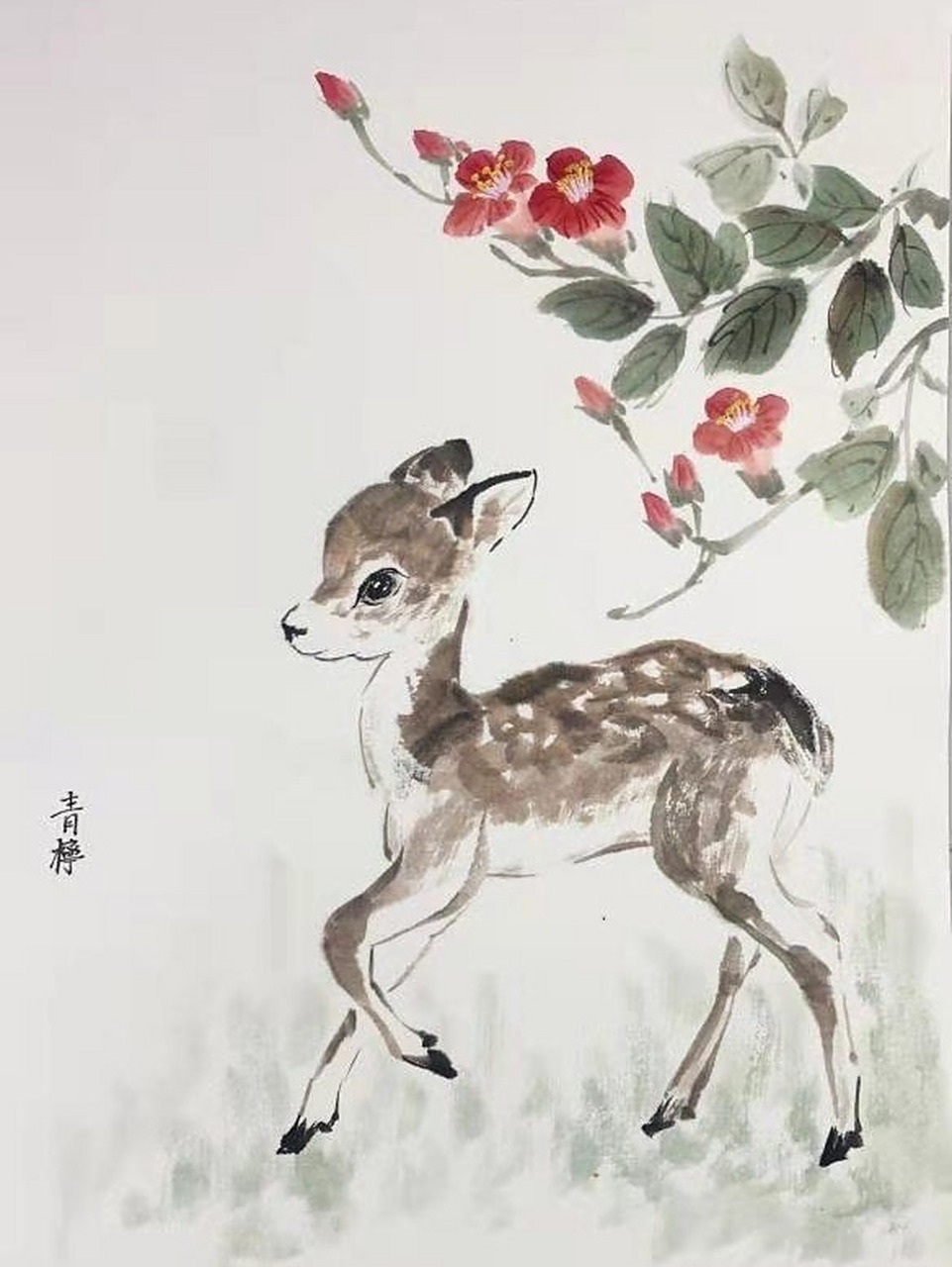 国画—小鹿 生宣尺寸33*46     兼毫毛笔小号,兼毫毛笔中号,兼毫毛笔