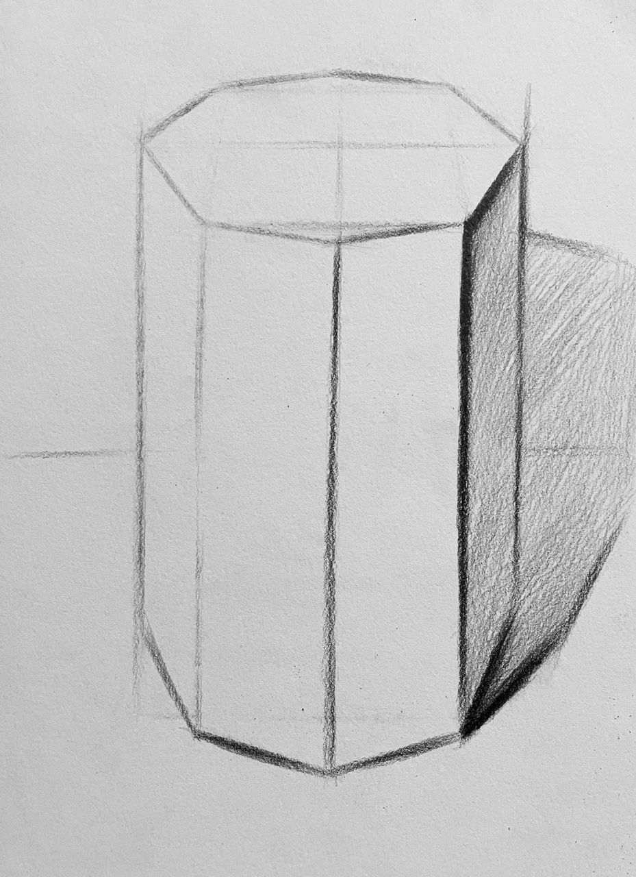 【一笔一画打形】八棱柱 11566构图 21566分出顶面和侧面的