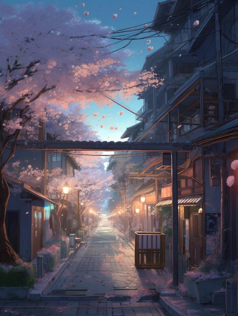 樱花🌸街道|插画|壁纸|唯美壁纸|日本 🌸🌸🌸 我栽一段樱色赠