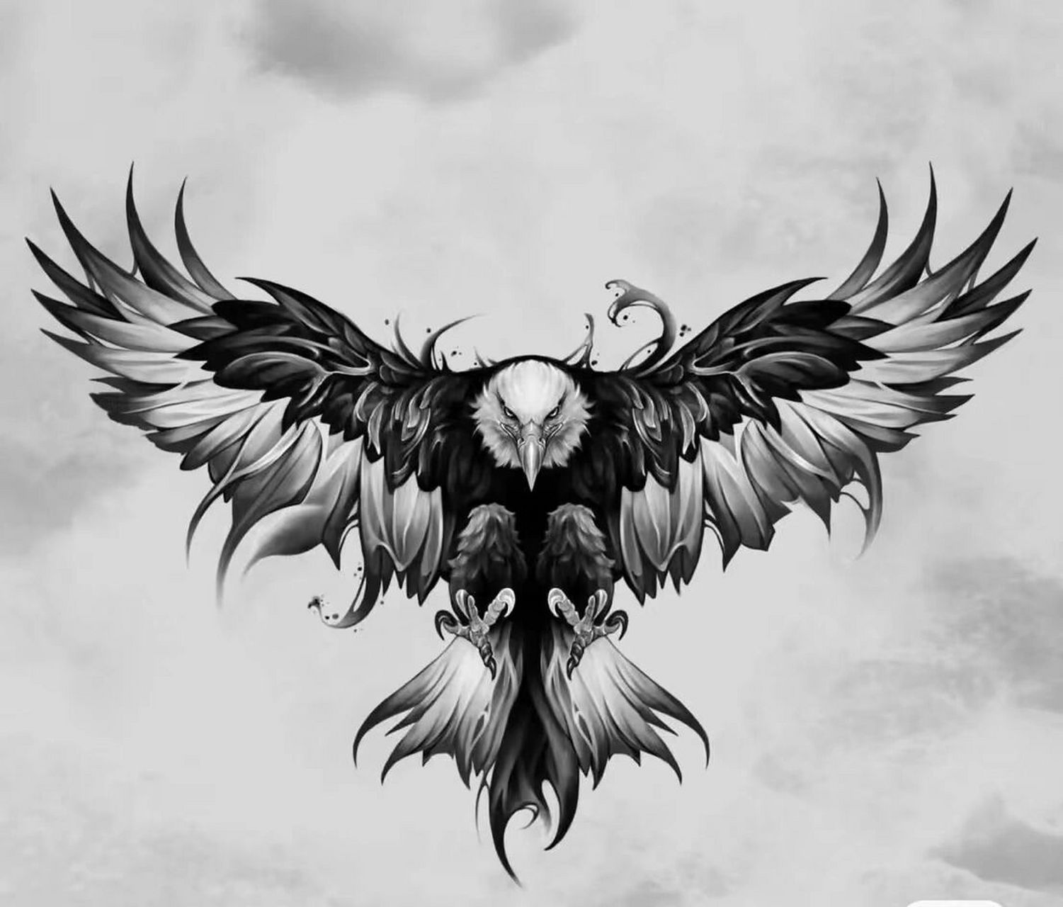 鹰纹身手稿适合花胸后背 每天更新不一样的精品纹身手稿,有想看什么
