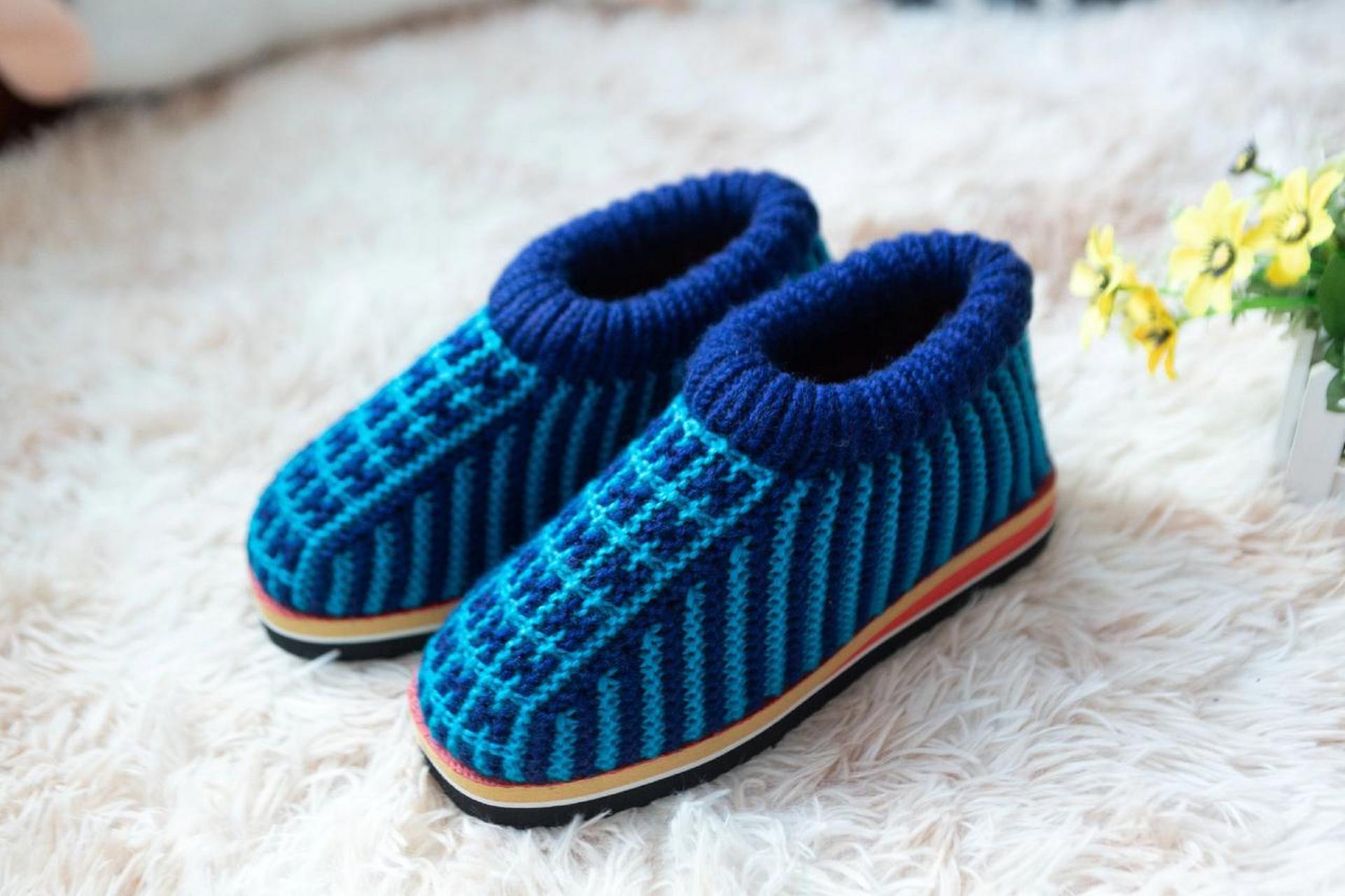 纯手工编织拖鞋 手作diy 毛衣编织教程 图文掘金计划