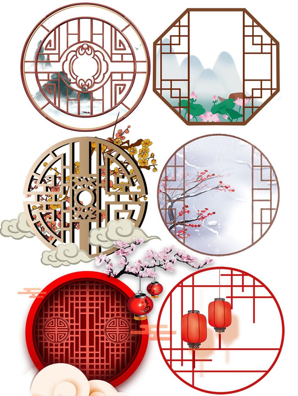 古风素材|窗户边框装饰元素93自定义no.