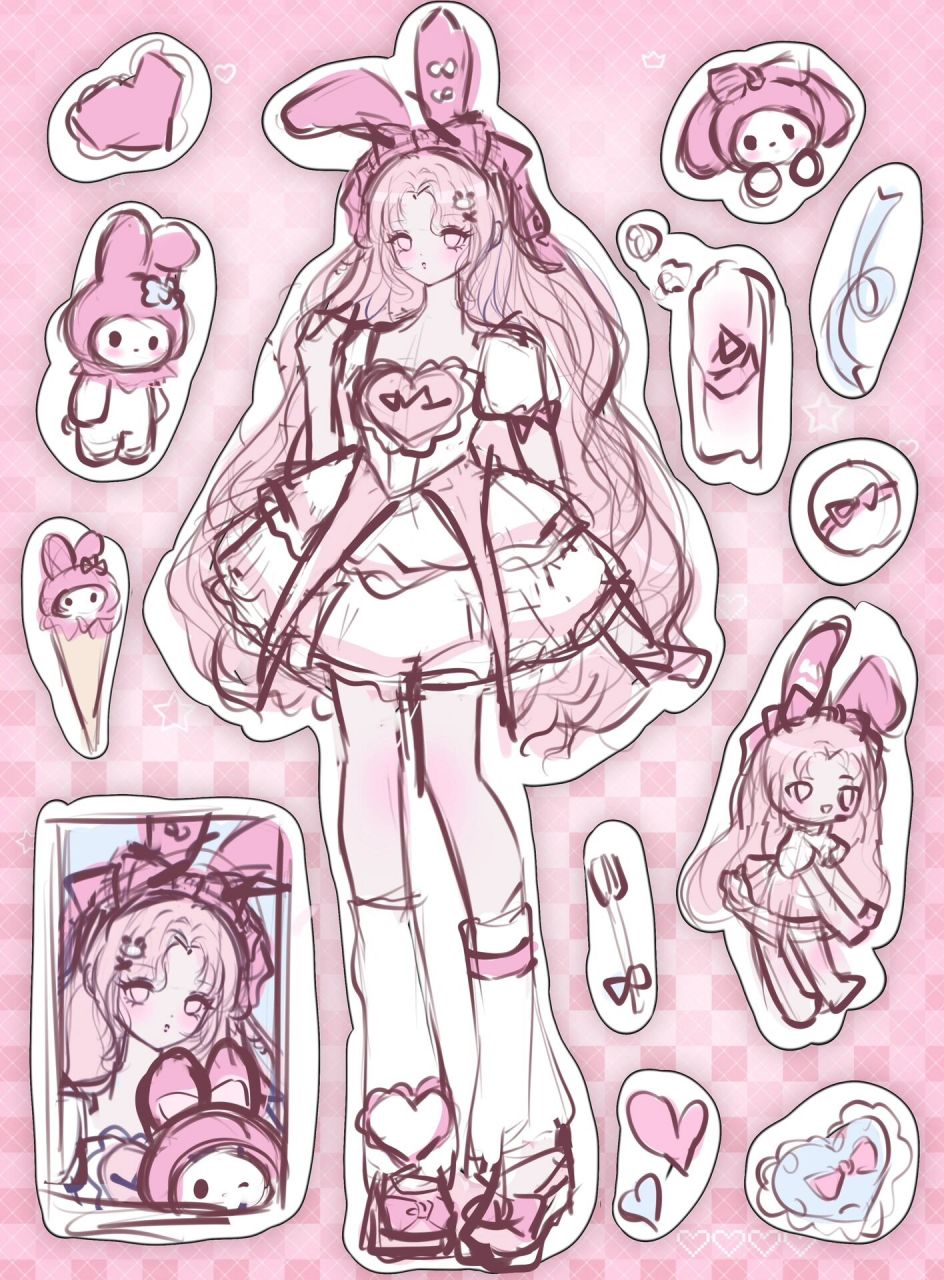 原创人物贴贴|三丽鸥-美乐蒂拟人 待出 好喜欢这张!