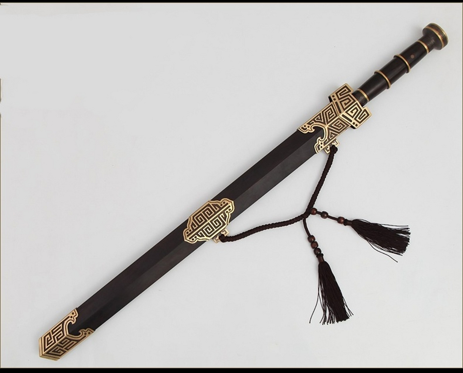 赤霄汉剑 传统古剑长刀剑 手工锻打花纹钢宝剑