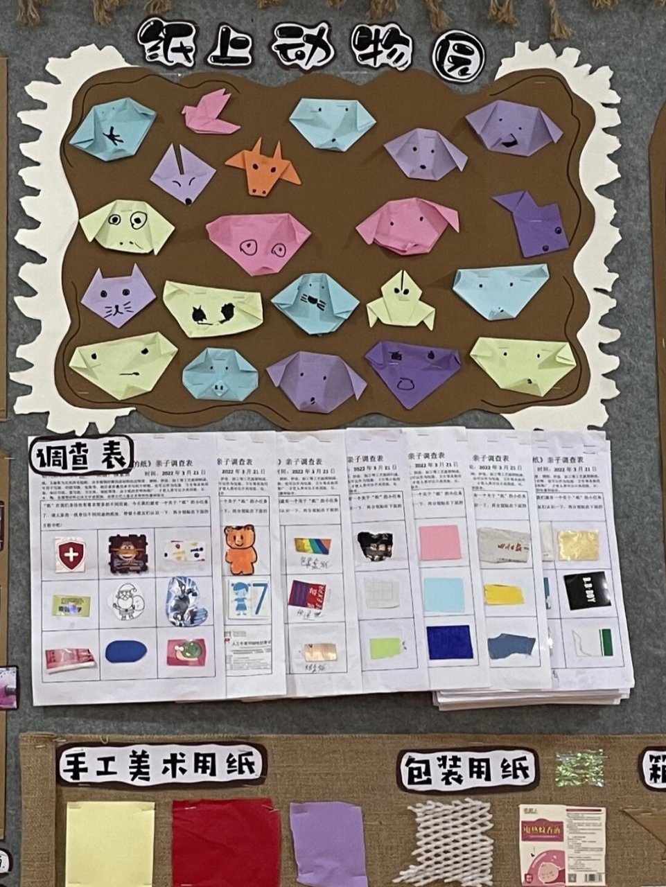 中班—《走进纸王国》主题墙  纸不仅是幼儿生活中的伙伴,也是幼儿