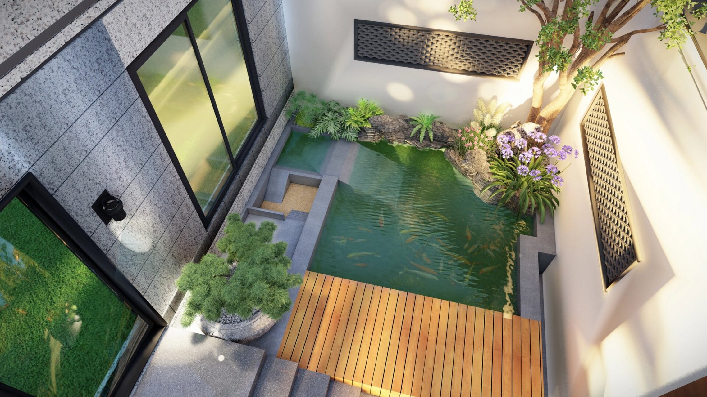 20平新中式小院 原创🔽新中式庭院庭院方案来啦设计面积:20平  