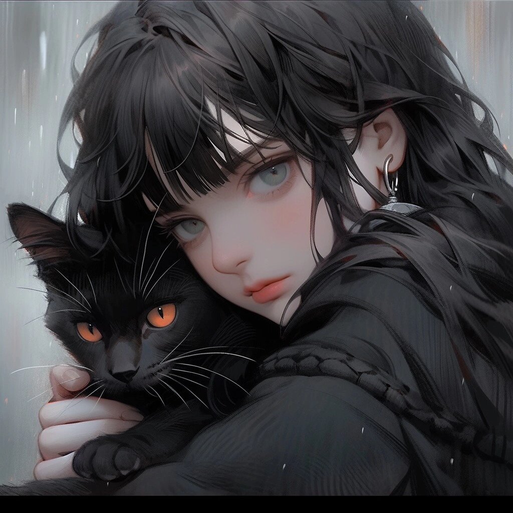 女孩和黑猫🐈‍