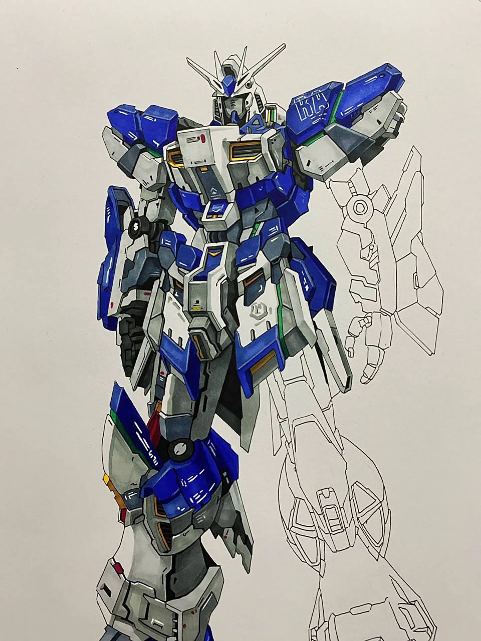 马克笔手绘高达 海牛 步骤更新 继续 争取这周画完