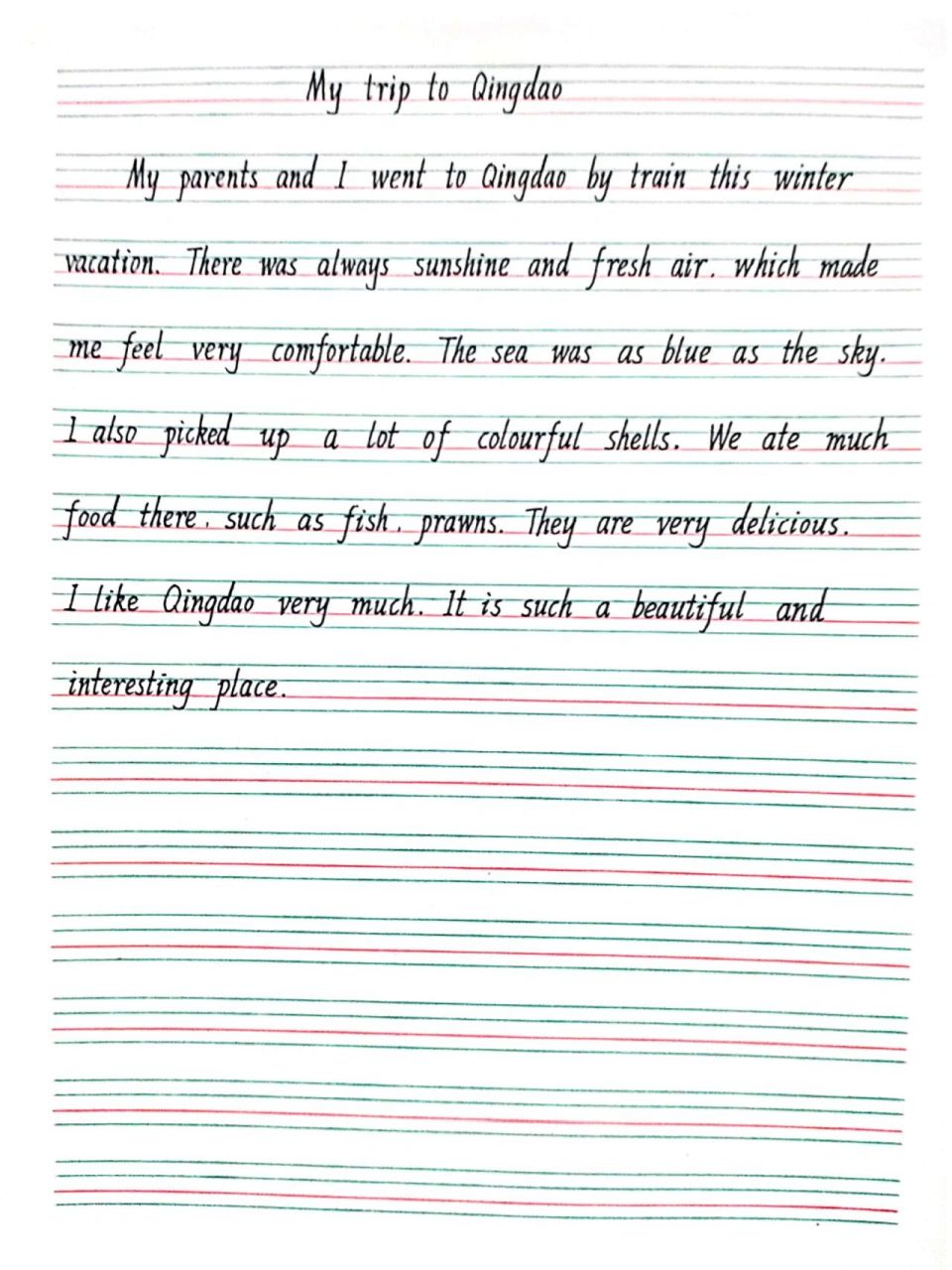 小学英语范文97我的青岛之旅9699 今日份英语小作文分享来啦