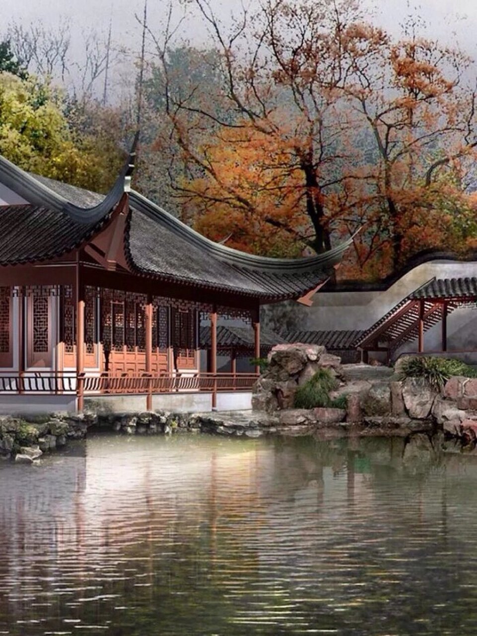 古风建筑|亭台楼阁,池馆水榭,青松翠柏… 亭台楼阁,池馆水榭,映在青松