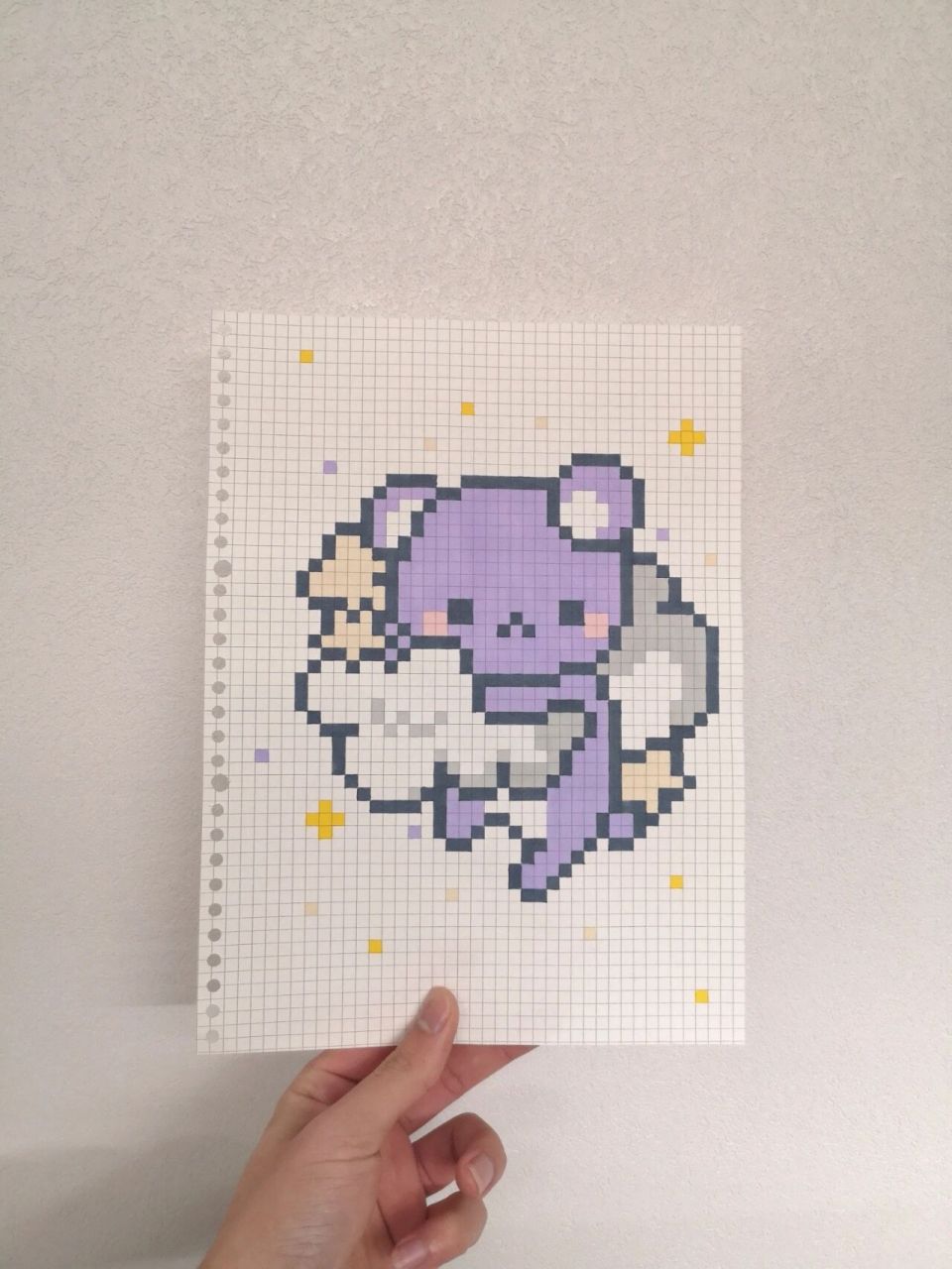 像素画:90星空小熊 网格本:a4