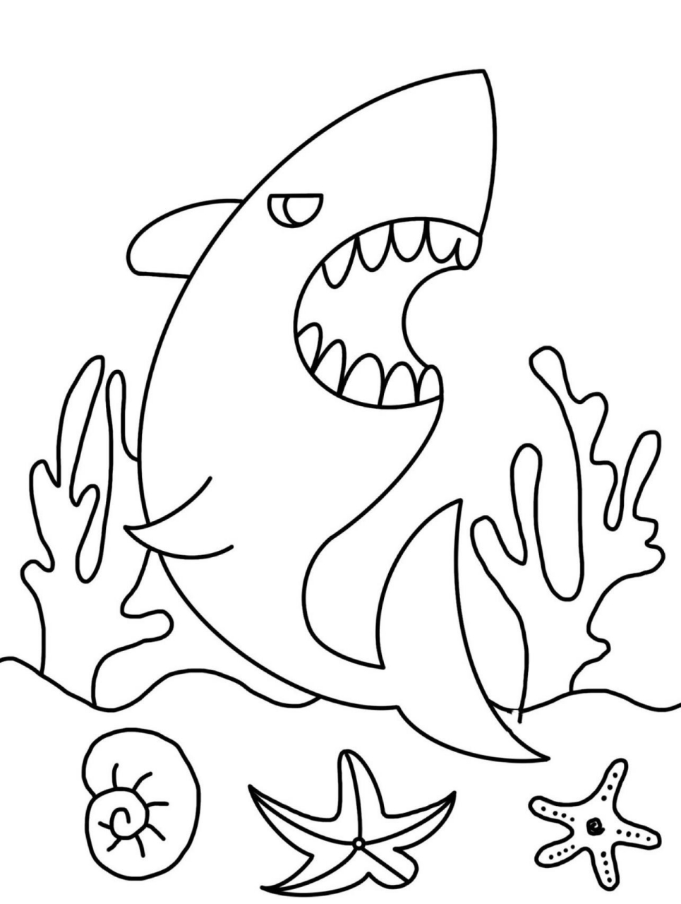 大鲨鱼简笔画可怕图片