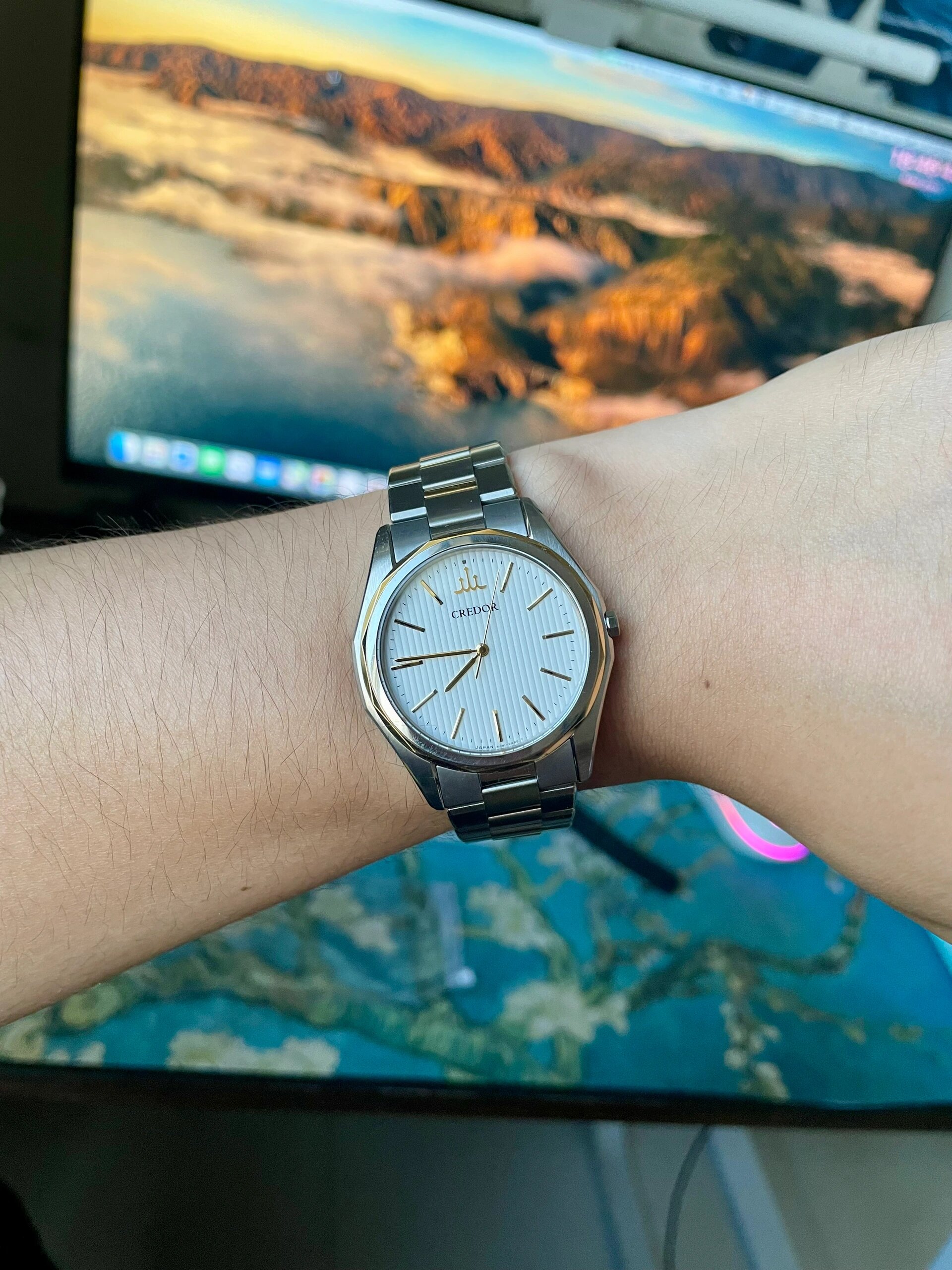 credor 贵朵 gcar 982 钛合金18k间金 男表