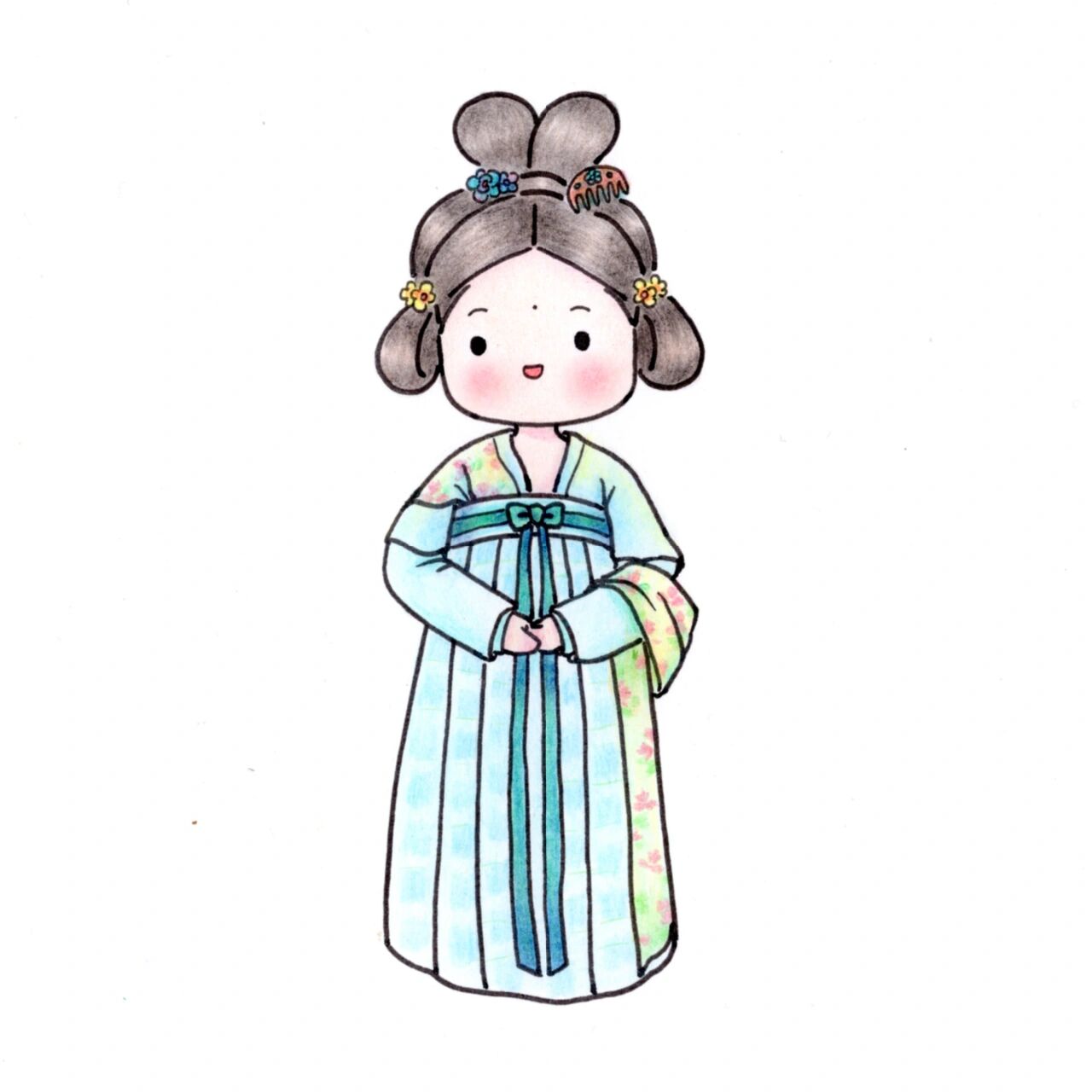 古风简笔画教程92|唐朝汉服小姐姐