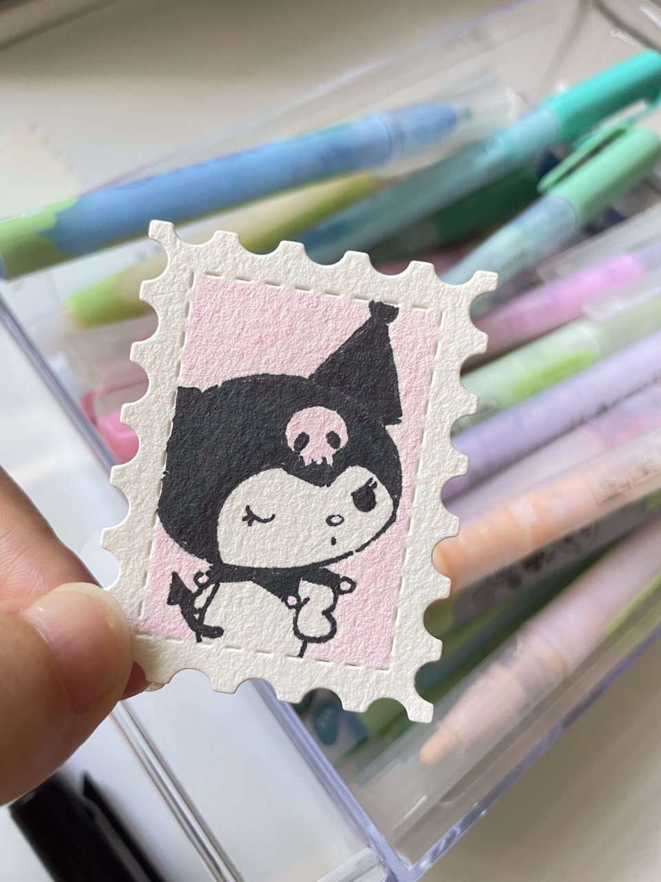 手绘邮票|三丽鸥库洛米|简笔画教程 是谁喜欢库洛米呀