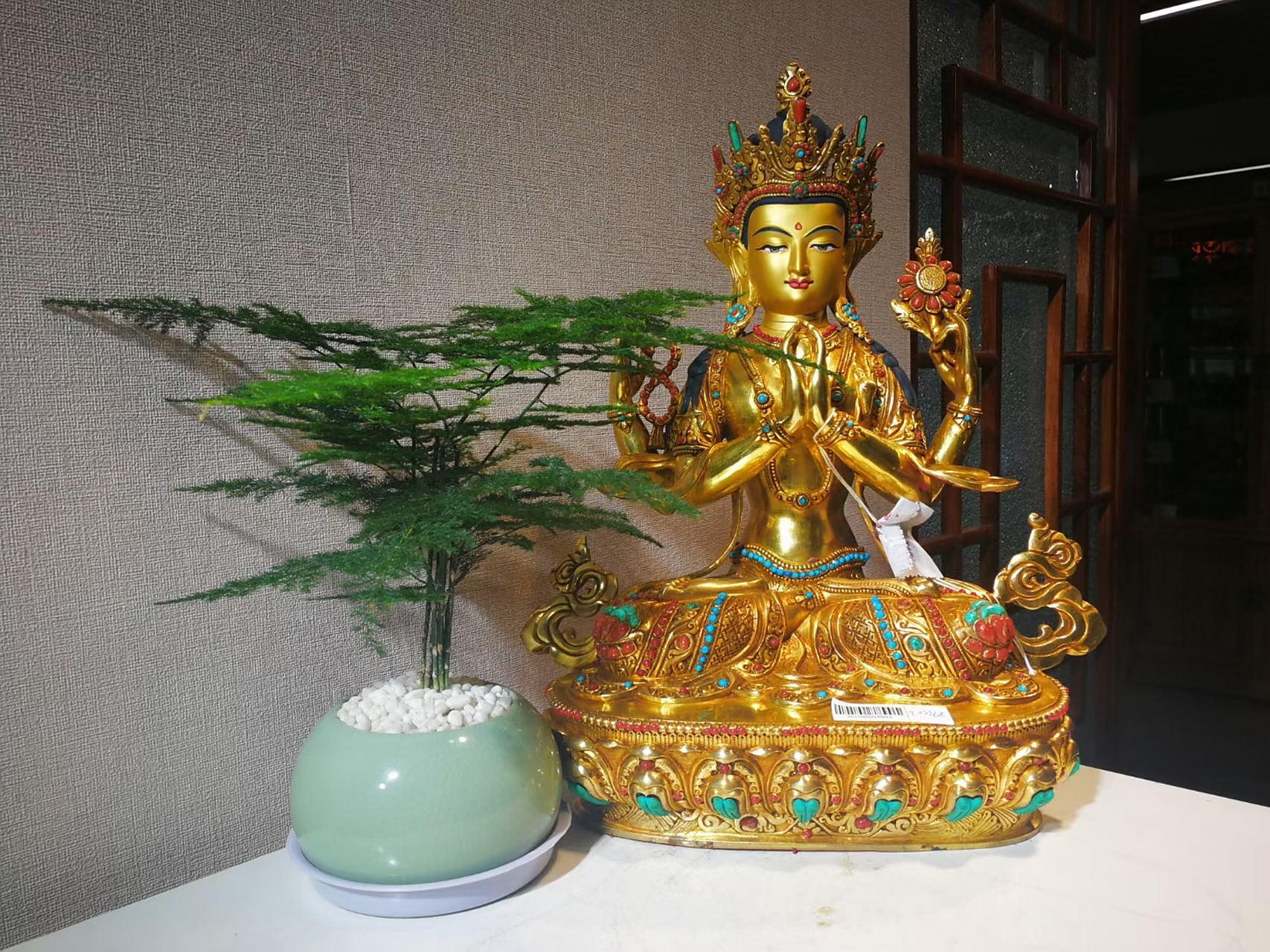 [鲜花]尼泊尔四臂观音  高度35cm  johnny师父作品 [蜡烛]天空如墨,也