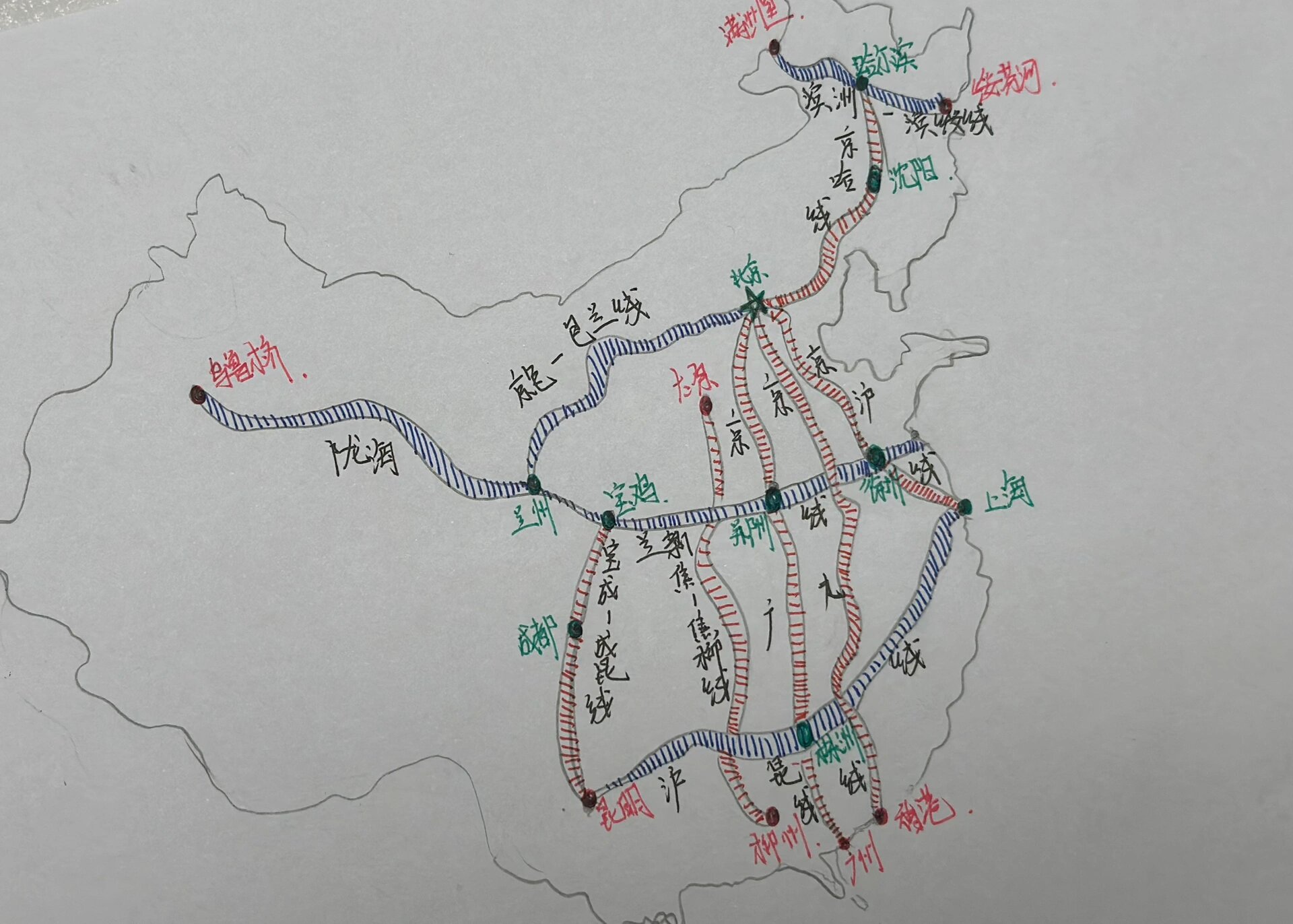 中国铁路六纵四横简图图片