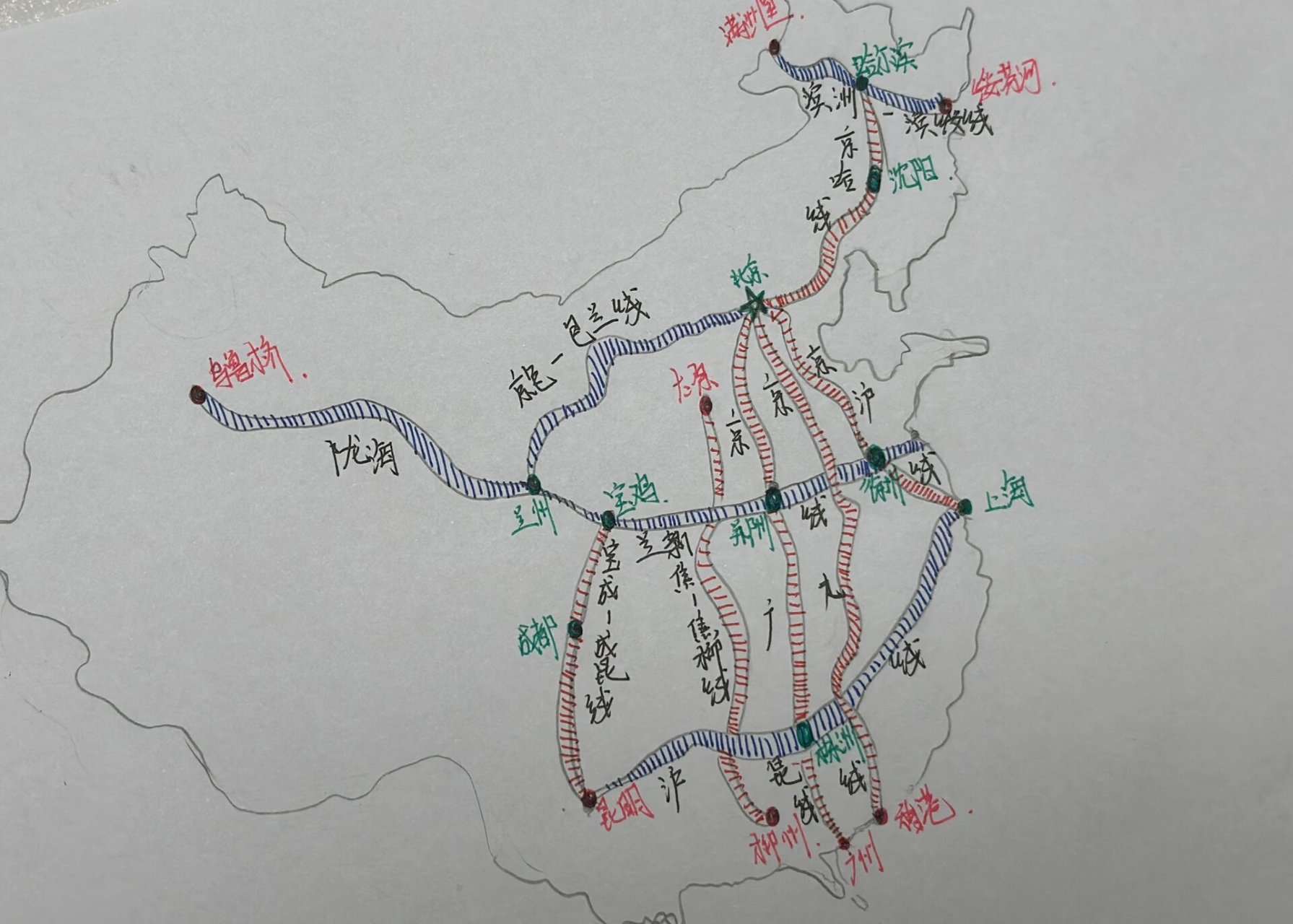 中国铁路六纵四横图片