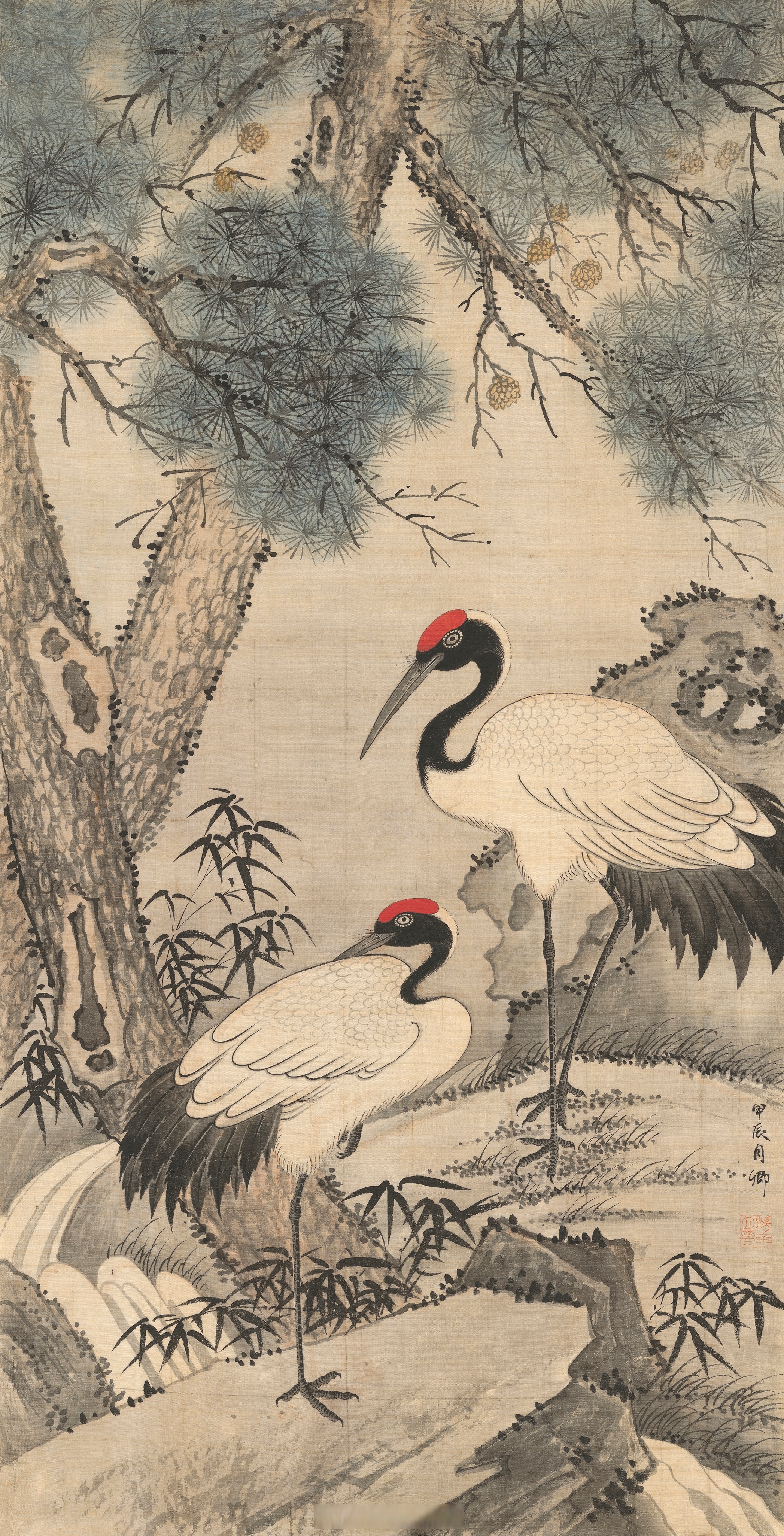 松鹤主题小品三幅