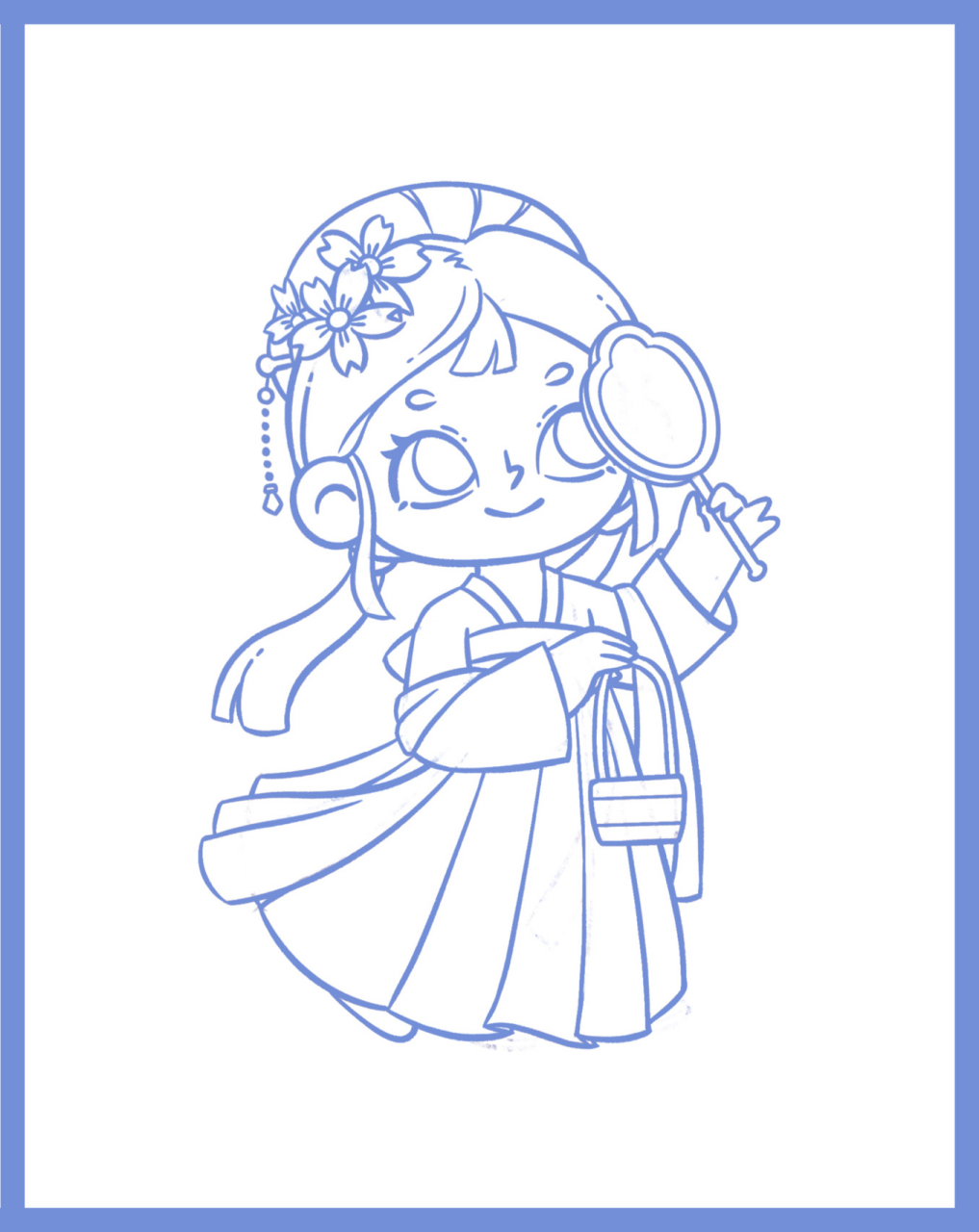 q版古风少女 | 线稿篇 | 豆豆的原创插画 北方有佳人, 绝世而独立.