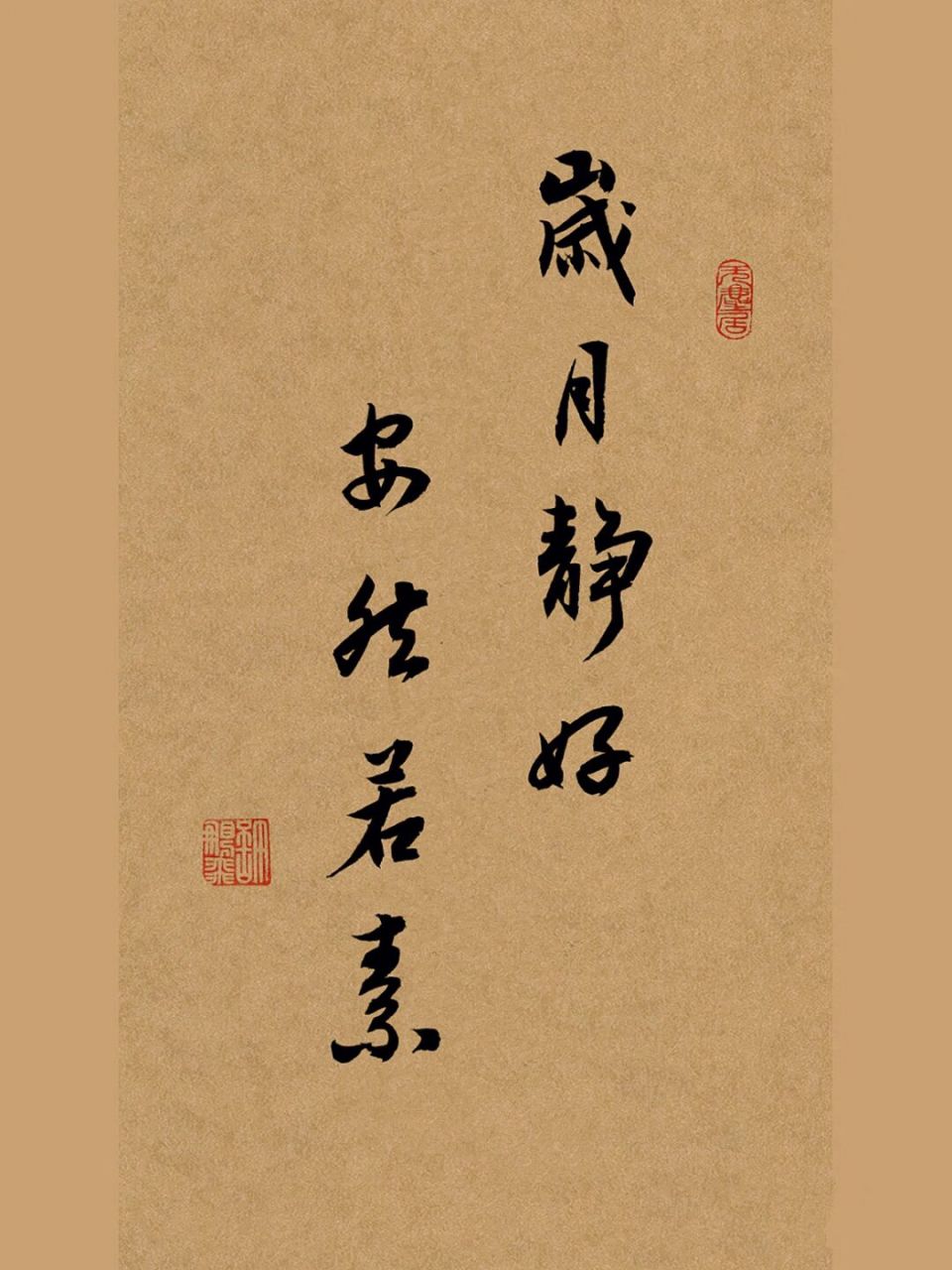 手写行书书法作品:岁月静好,安然若素 时间很短,天涯很远.