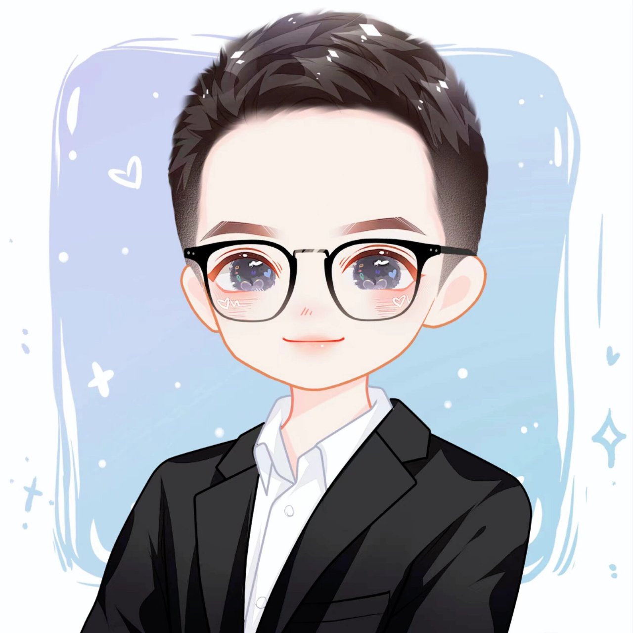 手绘头像|卡通q版人物男生可爱头像工作  工作中也不失可爱气质.