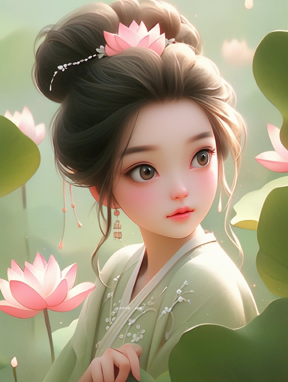 可爱女生头像|古风汉服|荷花女孩仙气壁纸 荷花仙子,好运连连头像