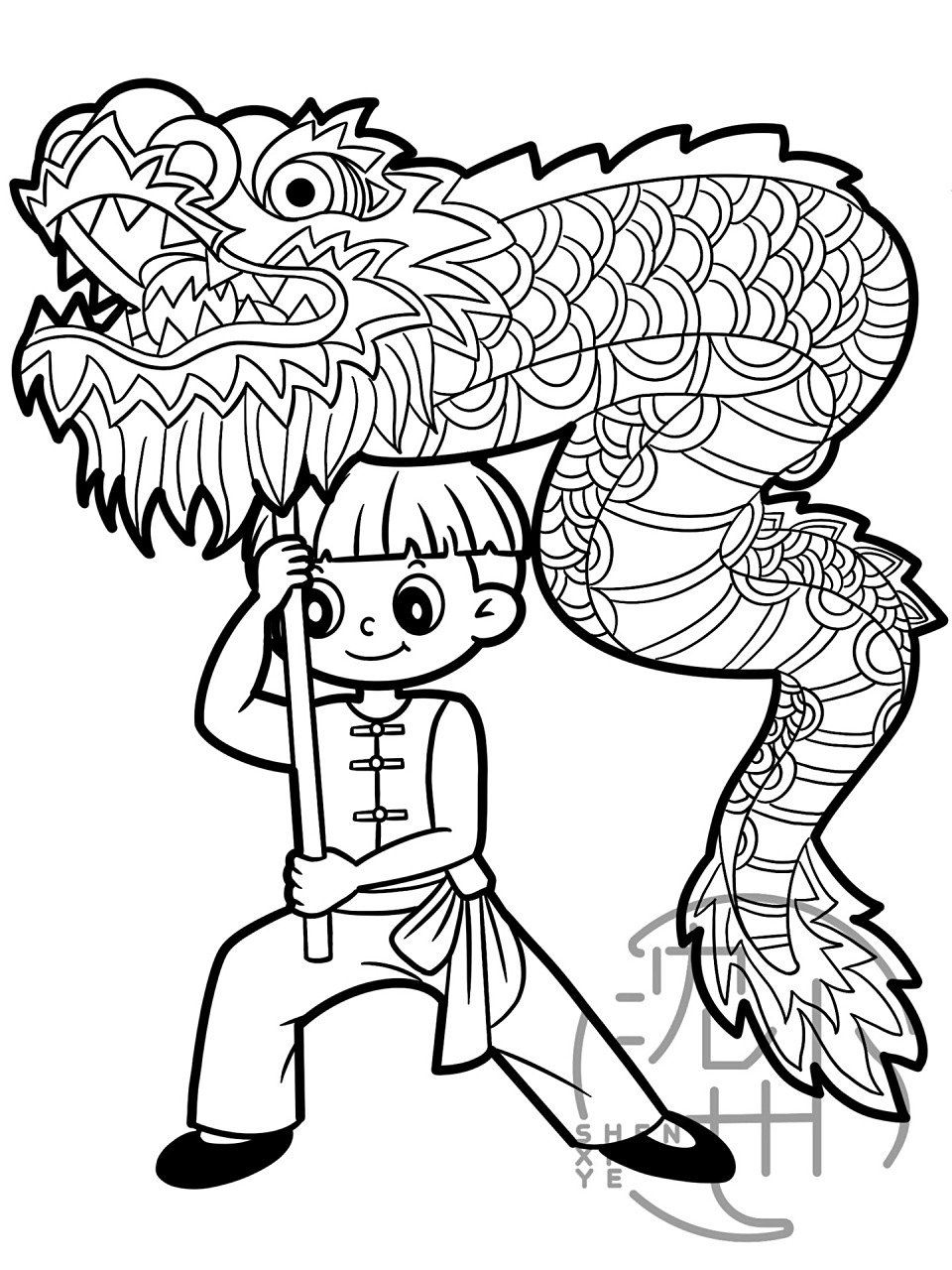 元宵节素材——舞龙灯系列(可打印)