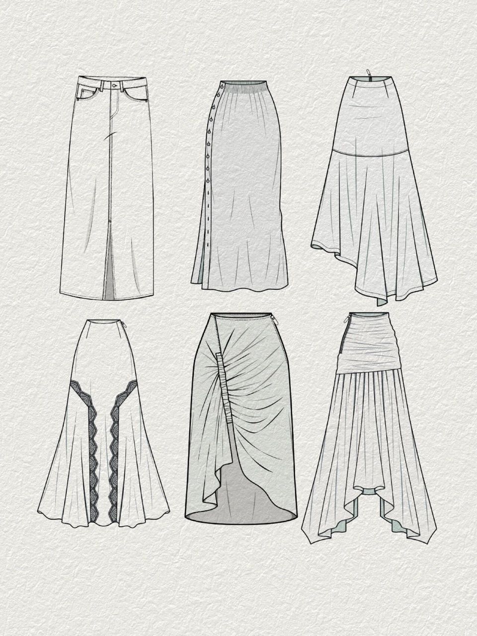 服装设计 | ai | 30款半裙款式图分享 工具:电脑77手绘板 软件:ai