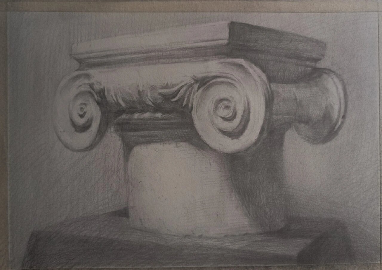 素描石膏罗马柱步骤图