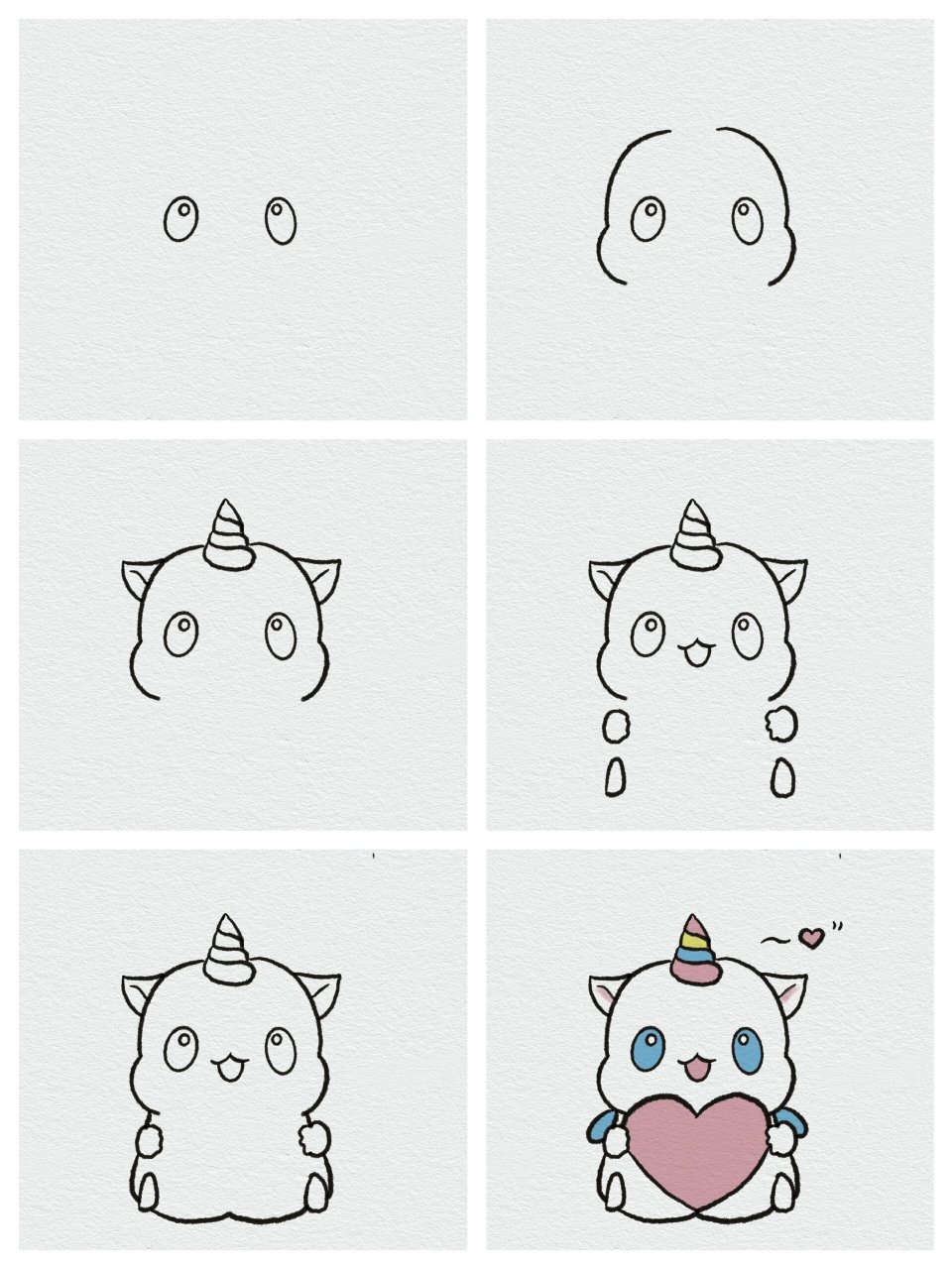 挑战100个简笔画|独角兽教程0615 一看就会,6步画可爱独角兽