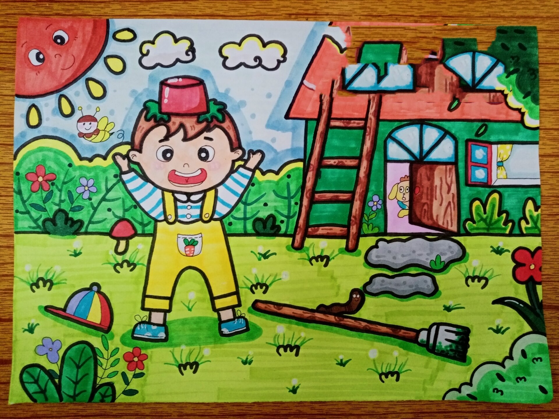 儿童画《我是一个粉刷匠》