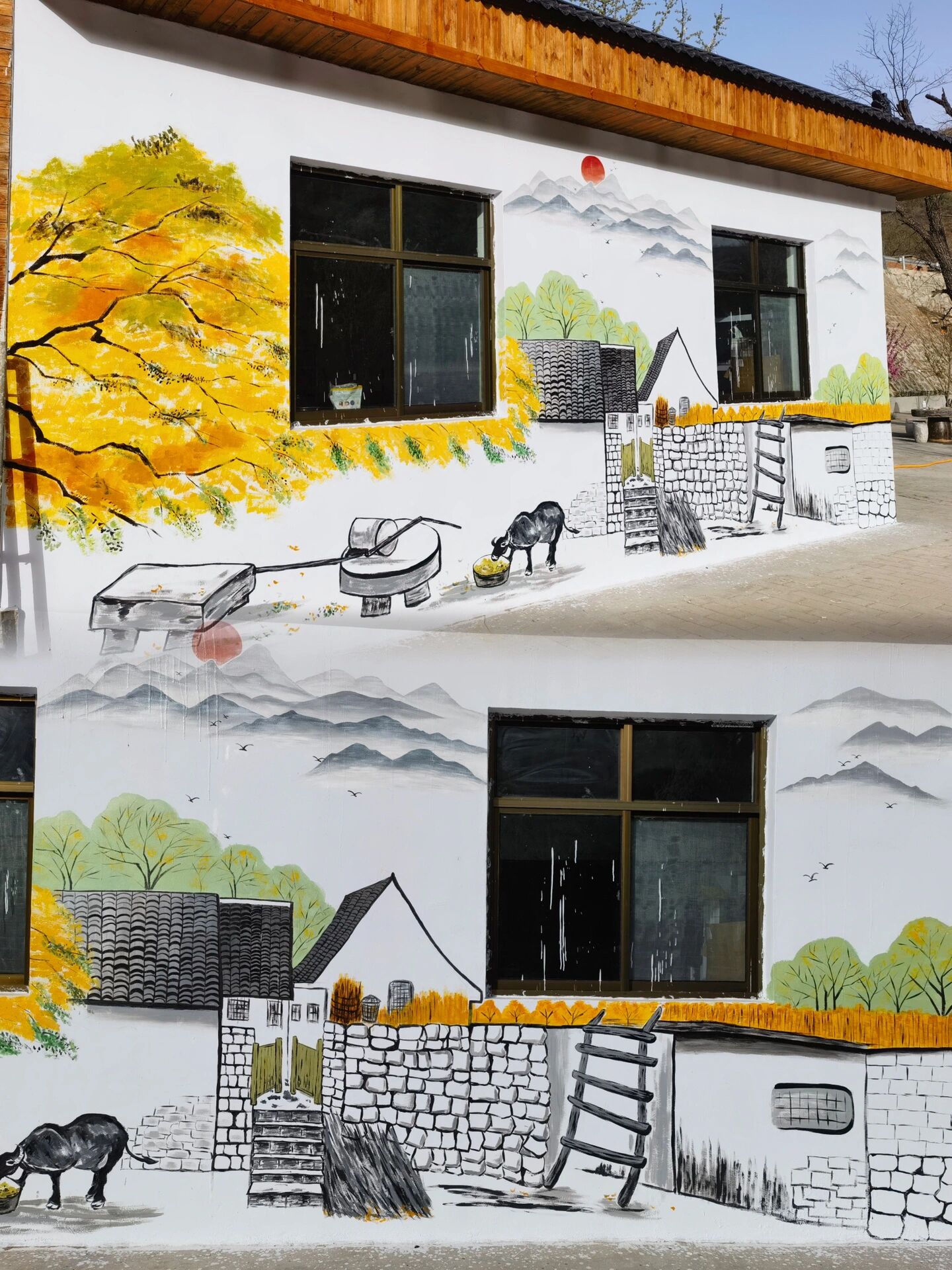 农家院墙绘壁画 童年的回忆