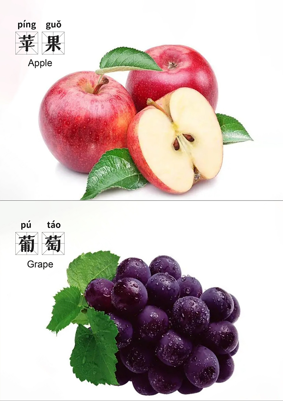 儿童早教启蒙识字识图,识水果90可以打印 一张图包括文字和图案