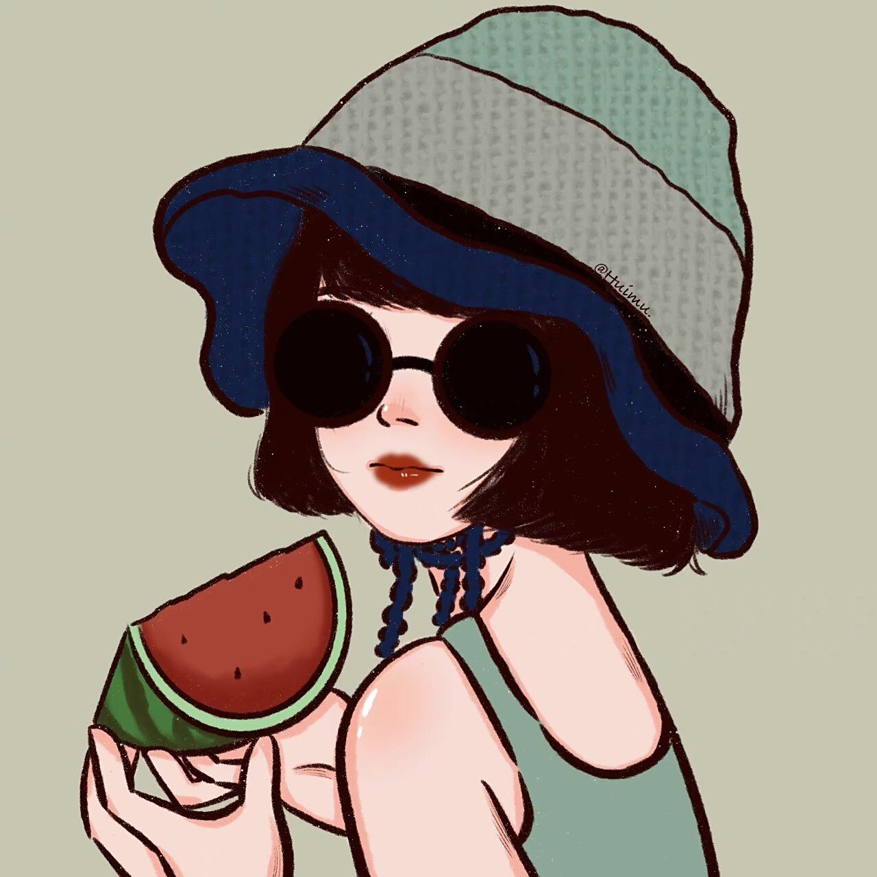 头像九宫格║最近画的戴墨镜女孩9799