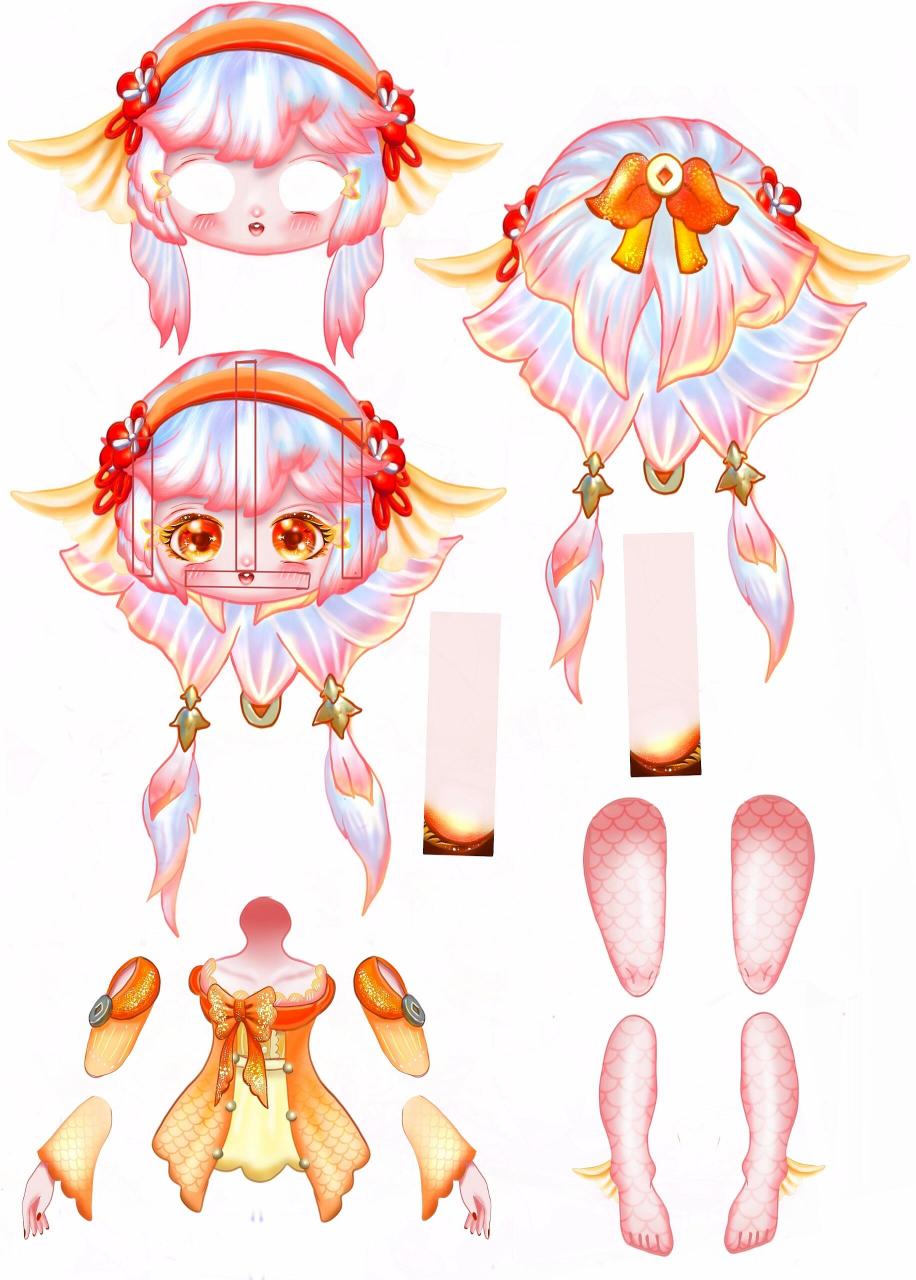 可动纸片人(鲤鱼姬小锦拟人) 赠蛋一池锦鲤,予蛋半里风华.