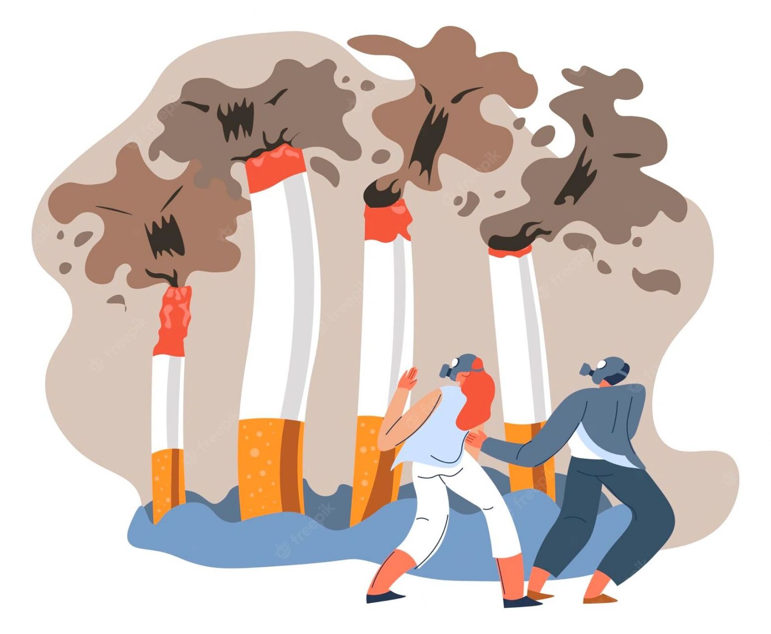 关于07禁止抽烟08戒烟元素绘画扁平  请珍爱生命