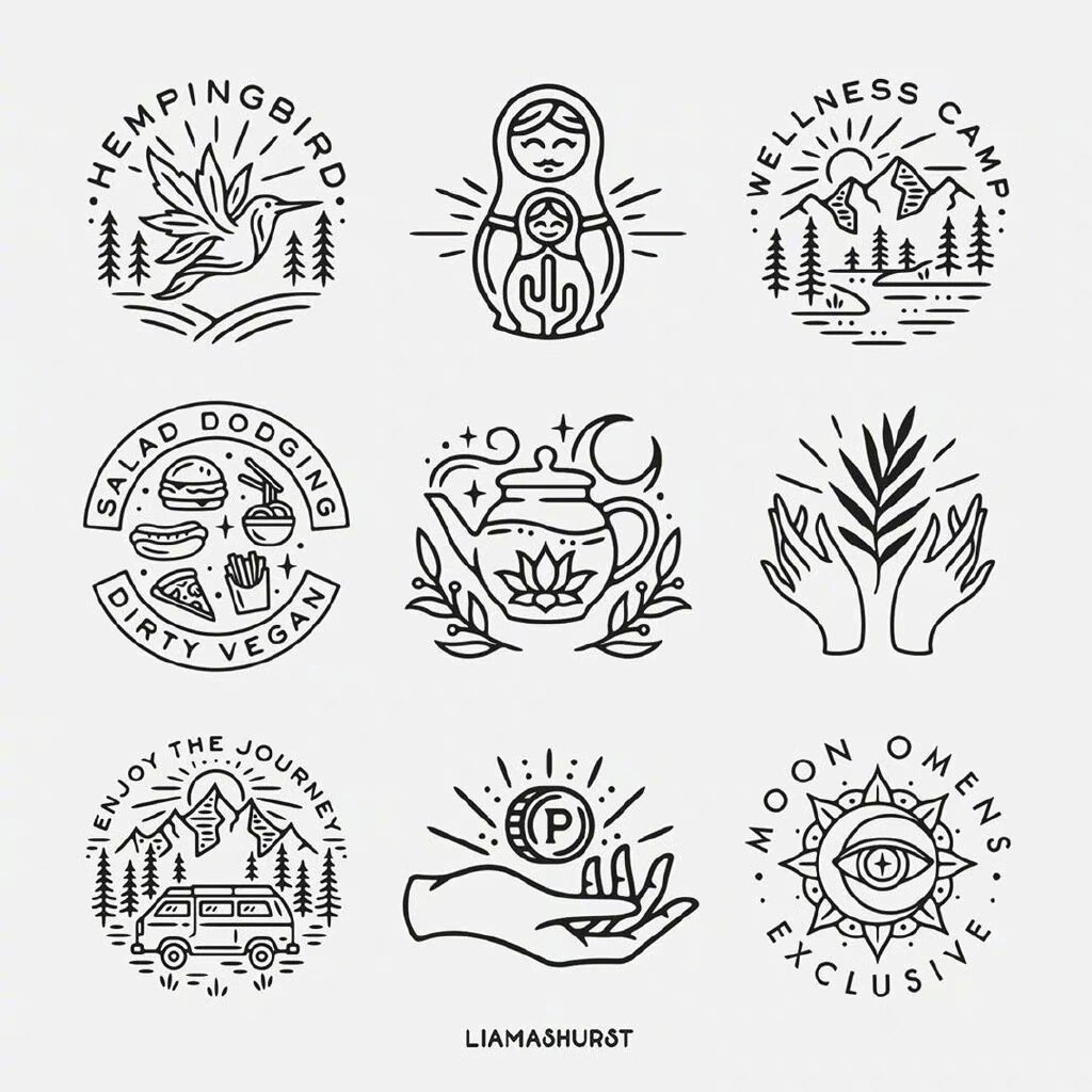 分享一组纯手绘的图形图标logo设计