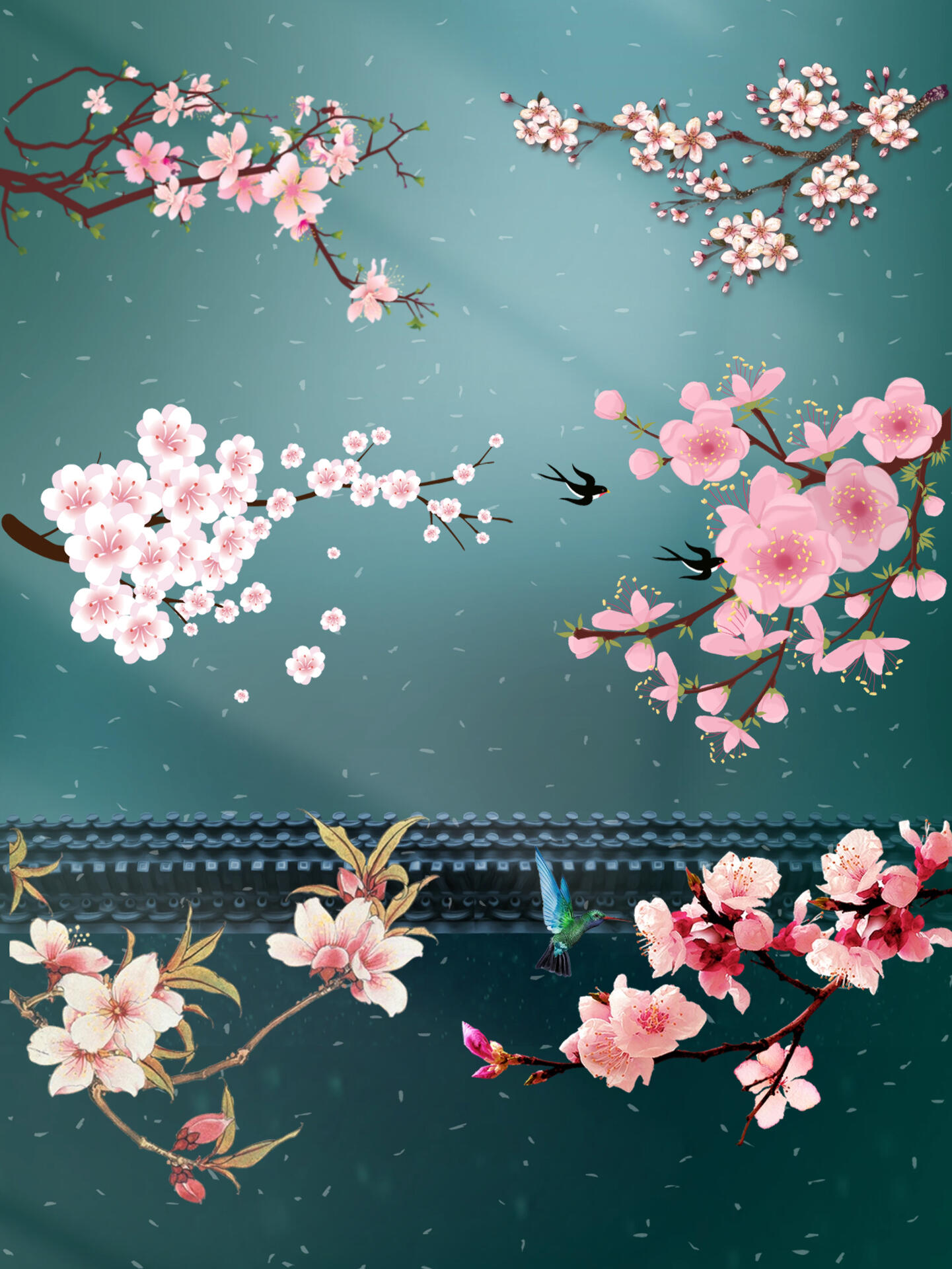 93桃花素材|9429组古风桃花枝元素